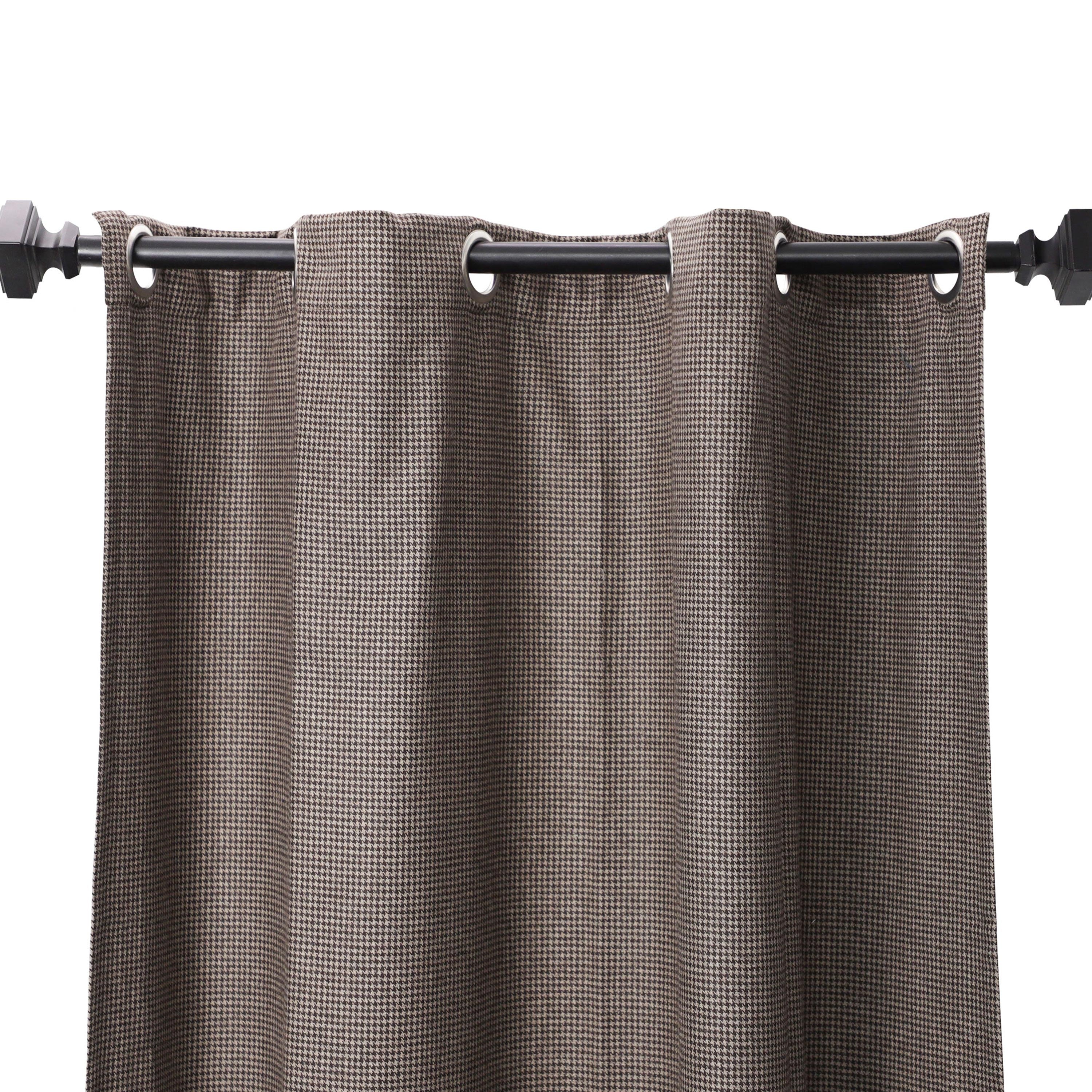 Brown Houndstooth Wool Curtain