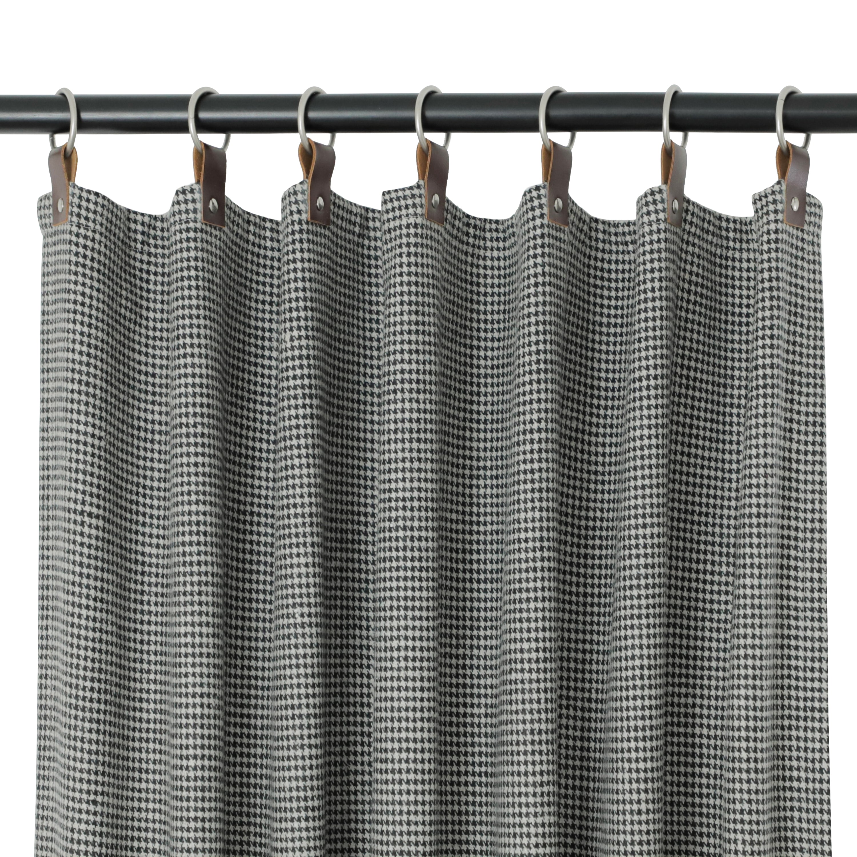 Black Grey Houndstooth Wool Curtain