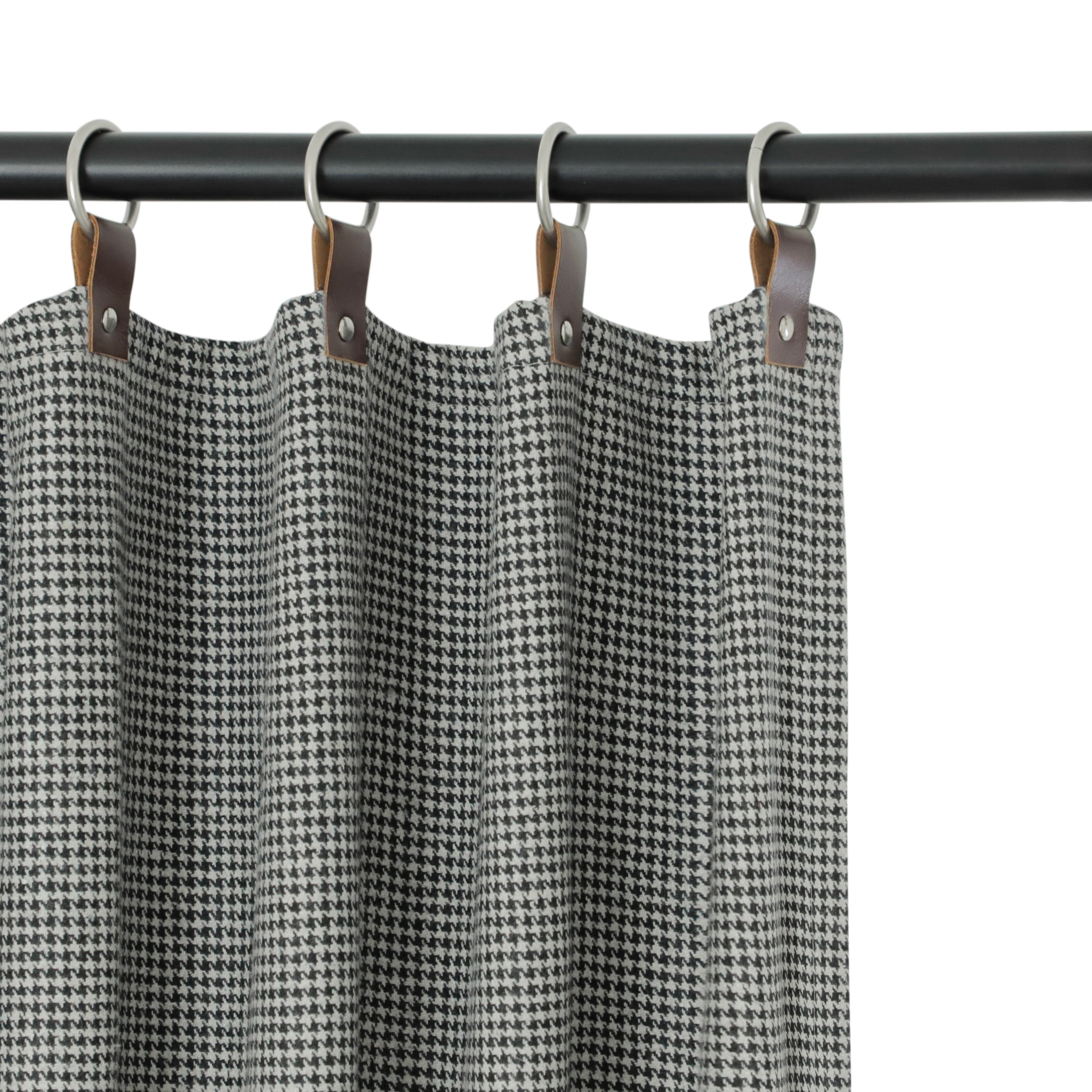 Black Grey Houndstooth Wool Curtain