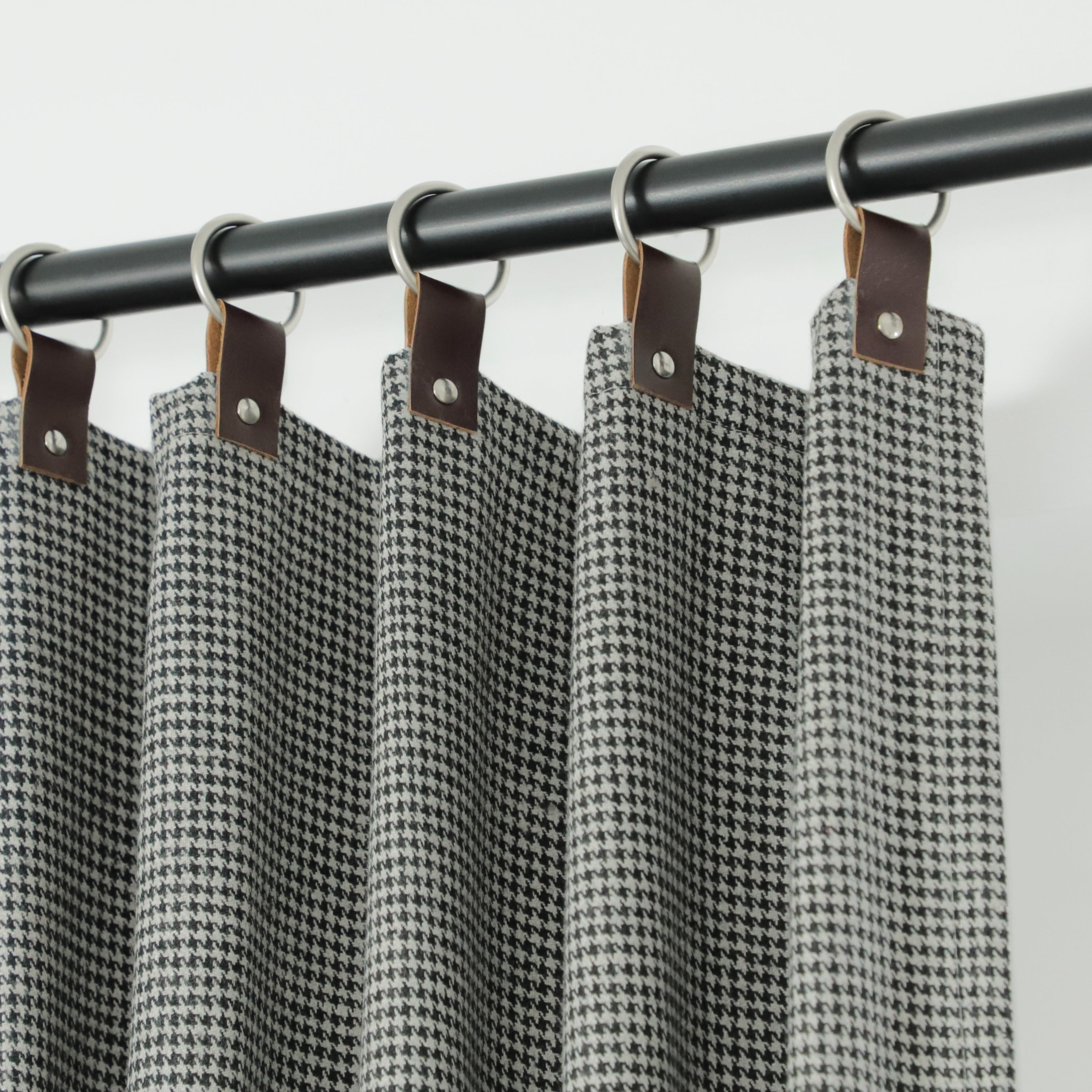 Black Grey Houndstooth Wool Curtain