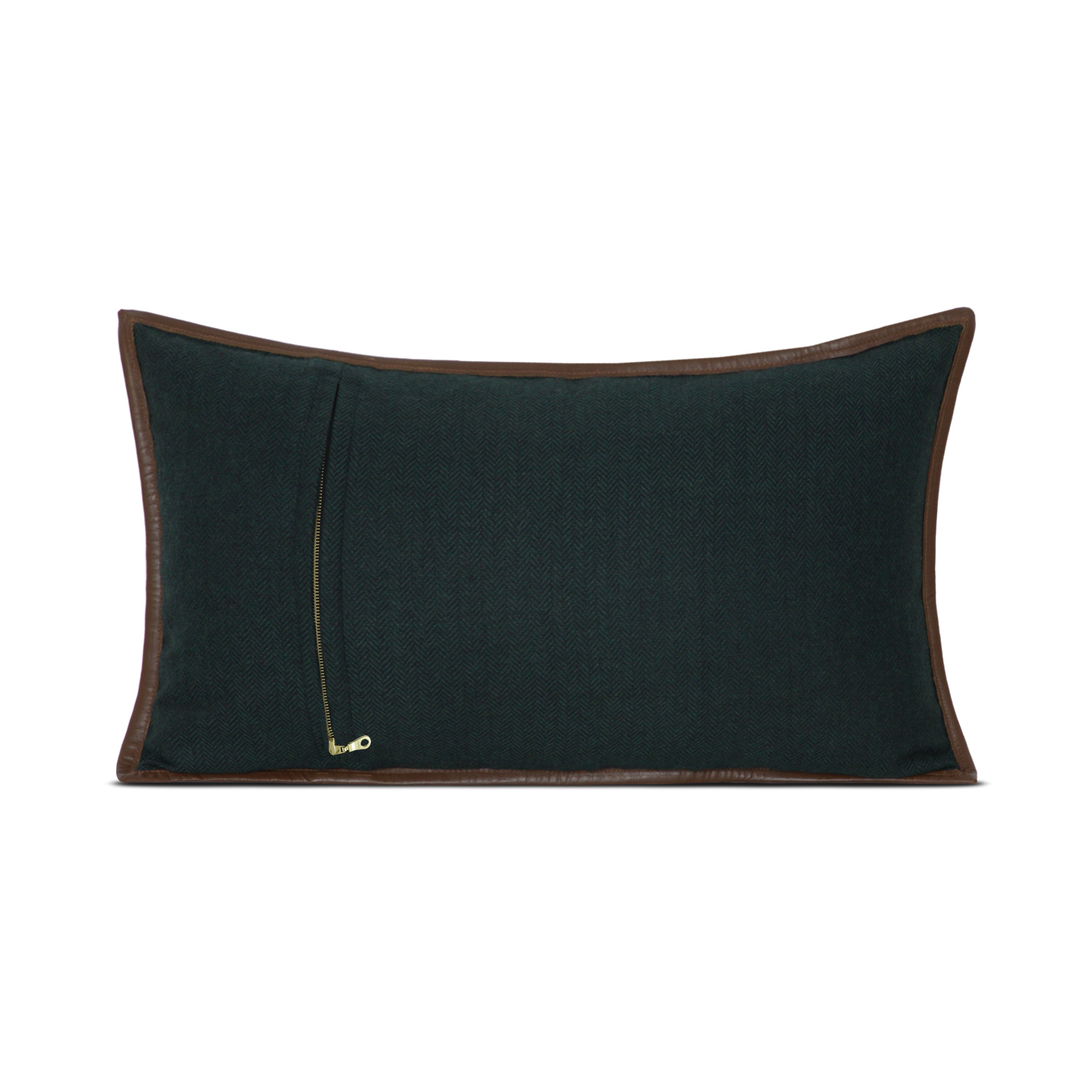 Dark Green Chevron Wool Throw Pillow Cover