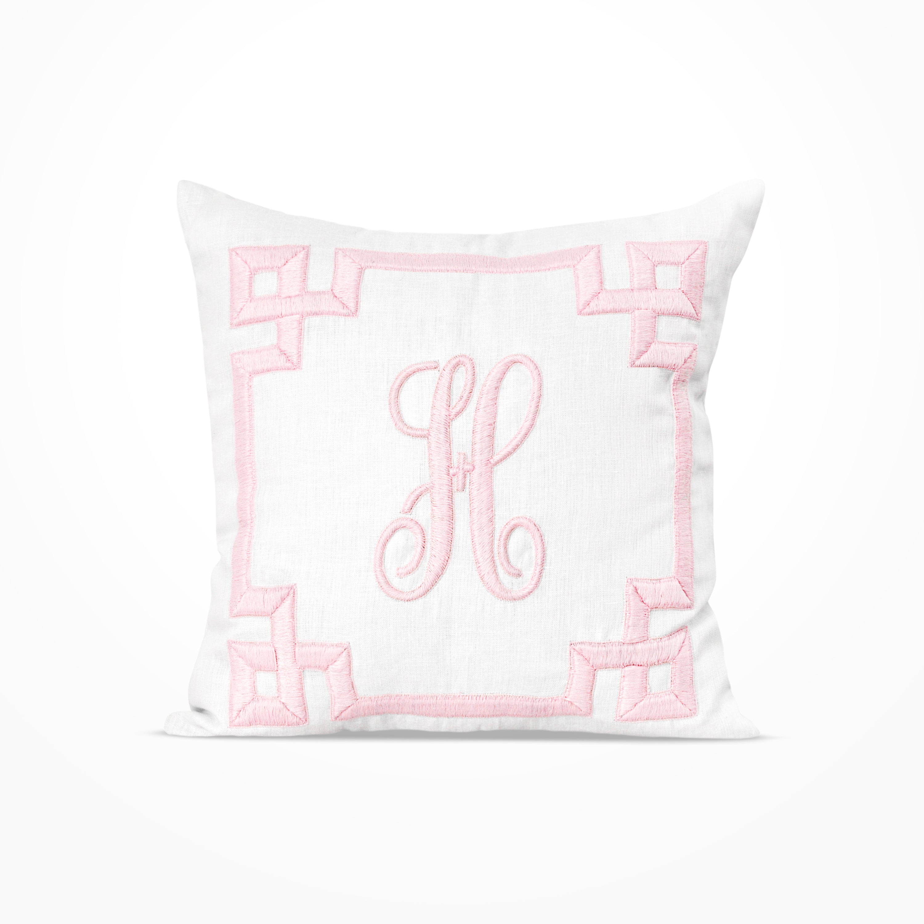 Monogrammed Greek Key Linen Pillow Case