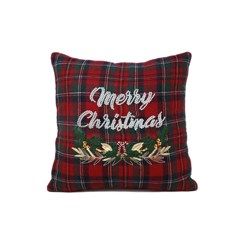 Tartan Merry Christmas Pillow Cover