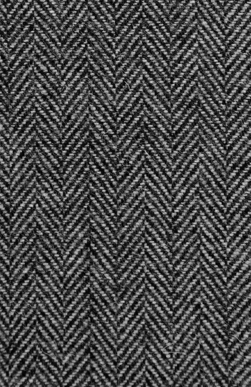 Gray Chevron Leather Tab Wool Curtain