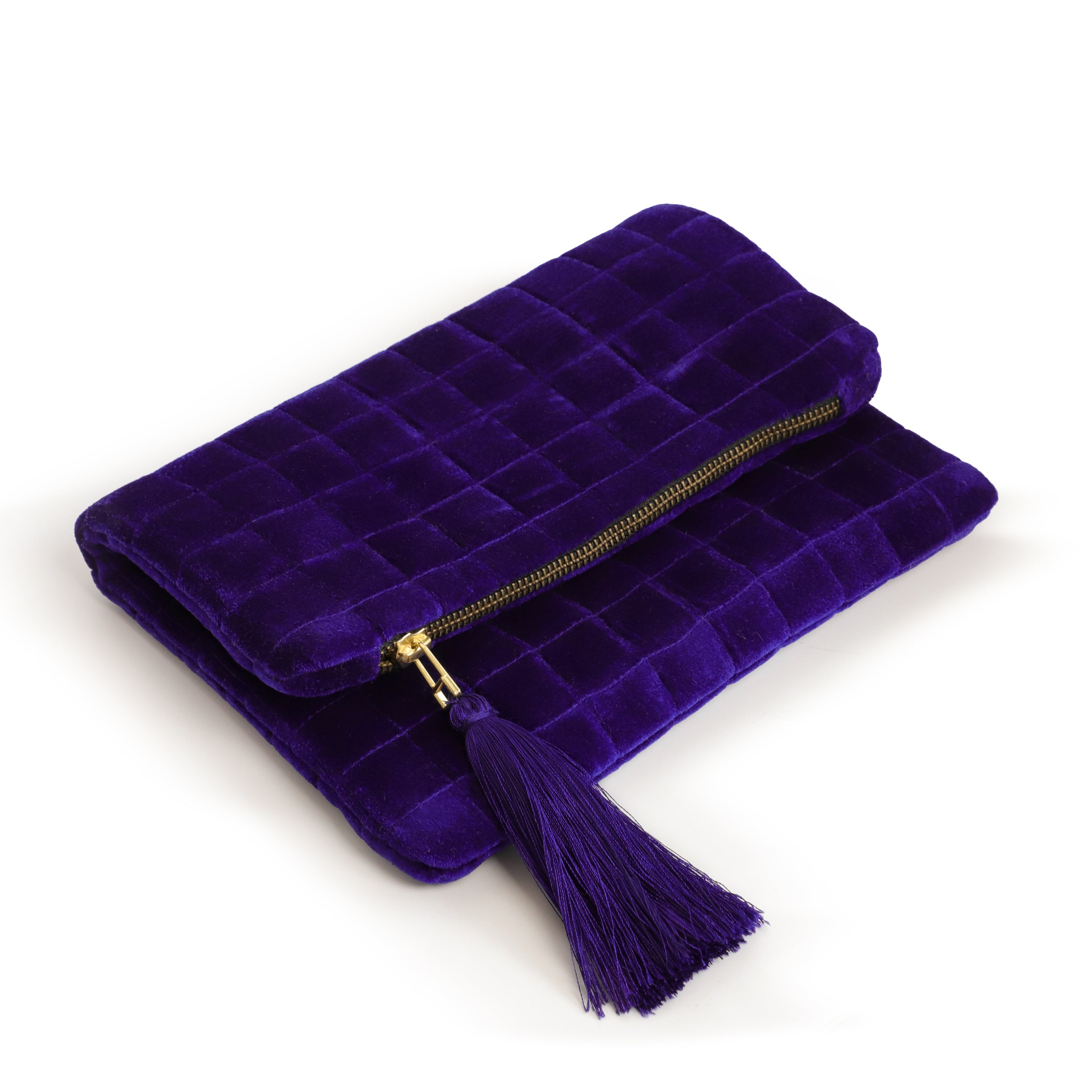 Gridlock Velvet Fold Over Clutch