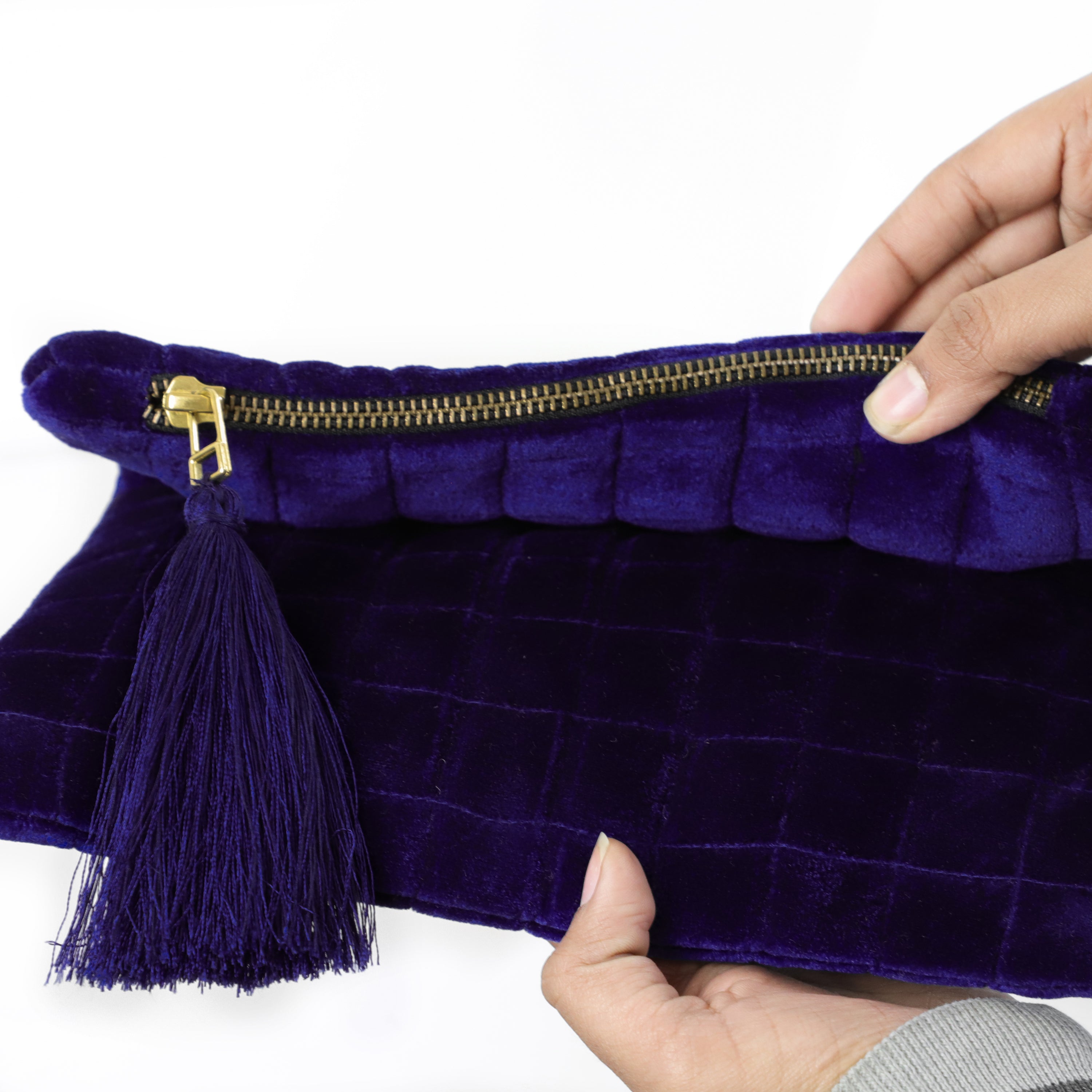 Gridlock Velvet Fold Over Clutch