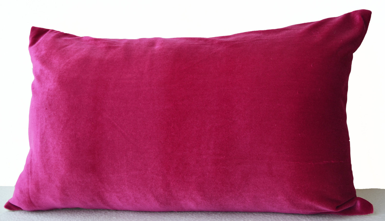 Hot Pink lush velvet and oatmeal linen - Pink velvet pillows -12x20 Decorative couch covers -Gift -Pink Bedding -Sofa pillow- Lumbar Pillow