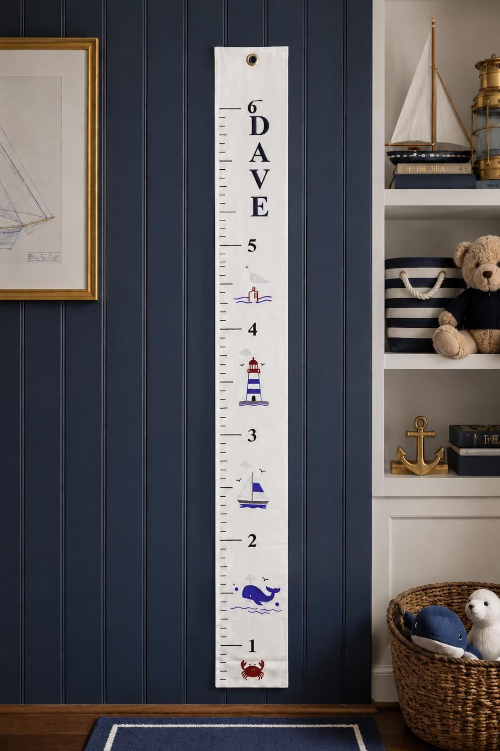Nautical Growth Chart Personalised | Embroidered Baby Name Height Chart