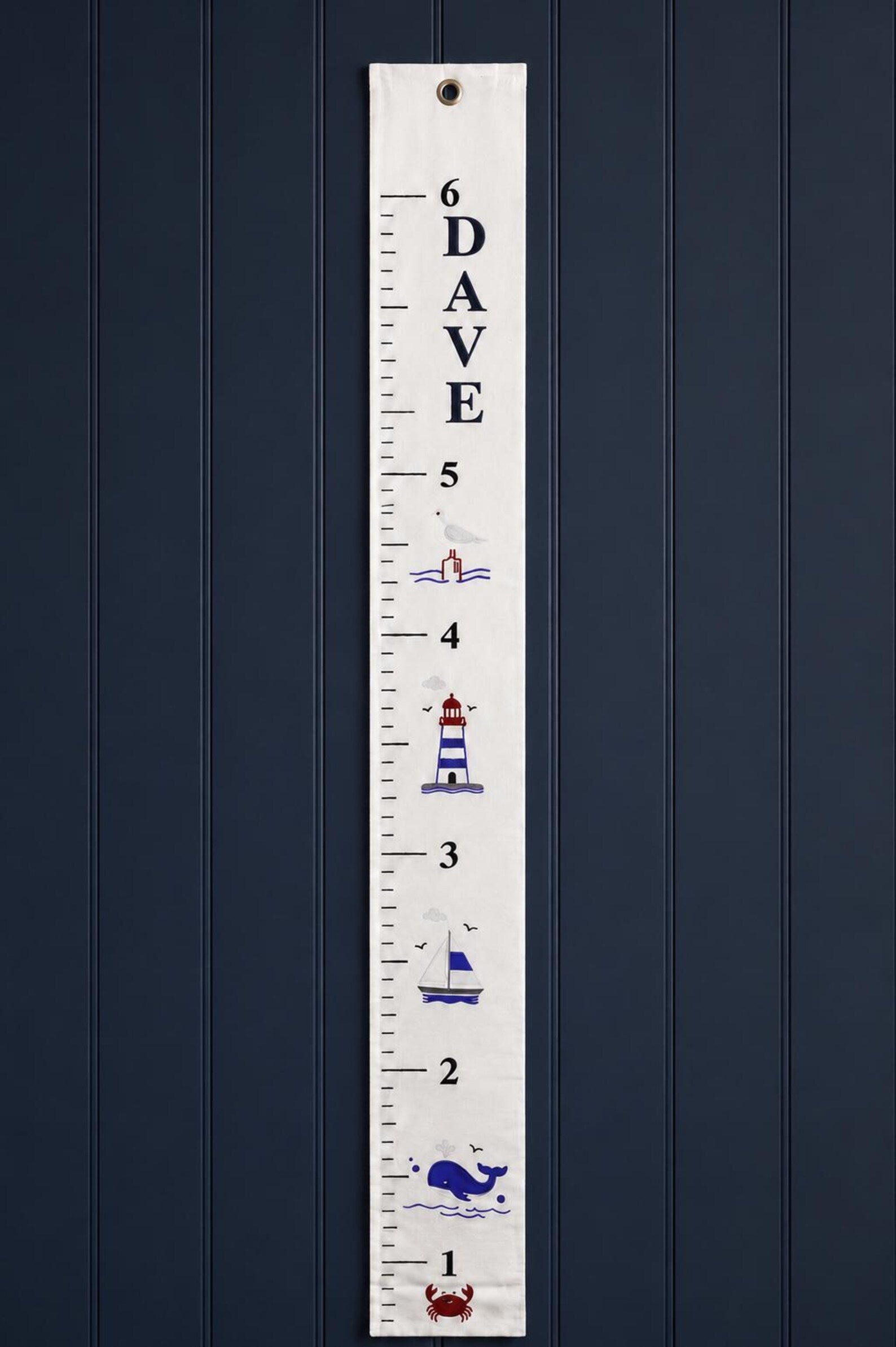 Nautical Growth Chart Personalised | Embroidered Baby Name Height Chart