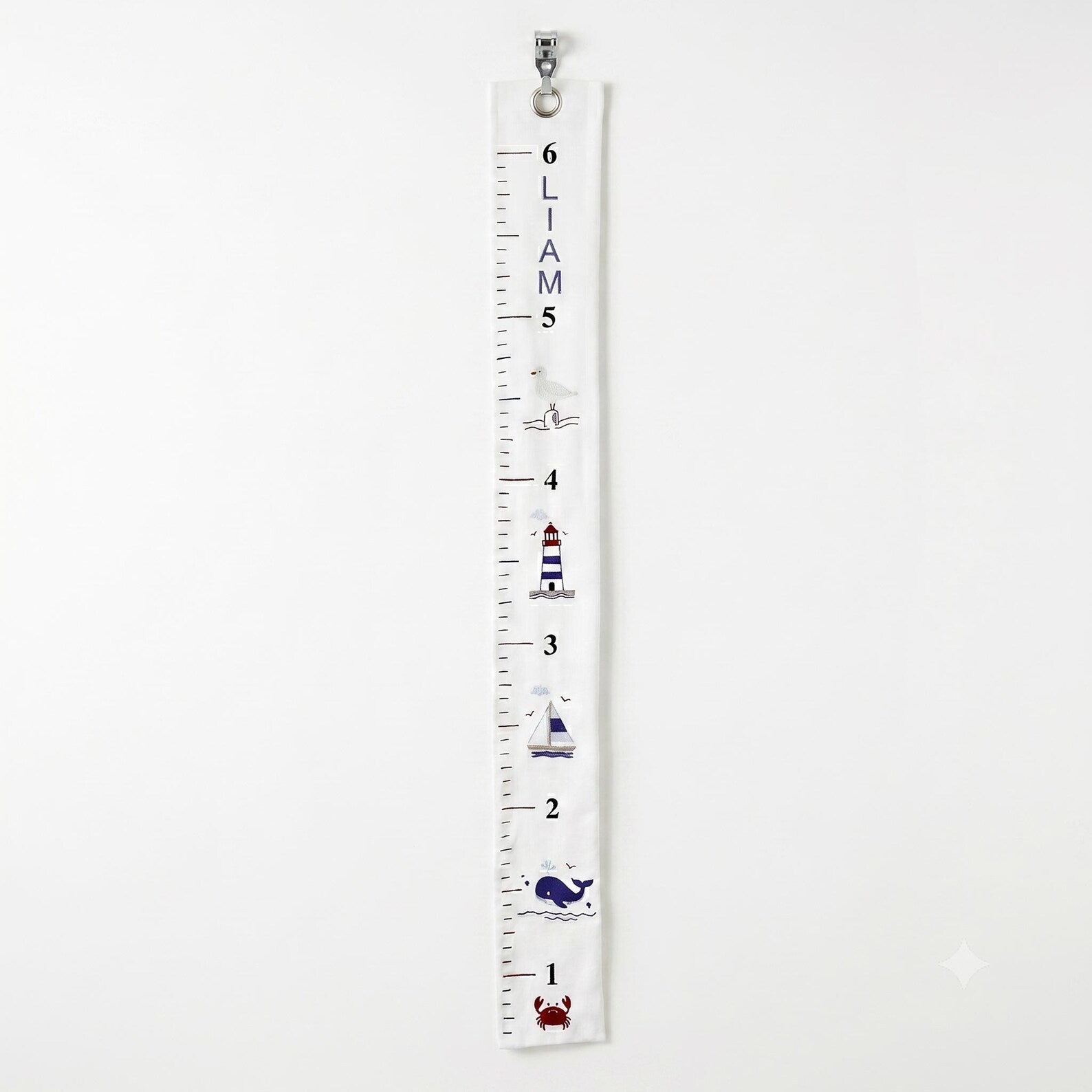Nautical Growth Chart Personalised | Embroidered Baby Name Height Chart