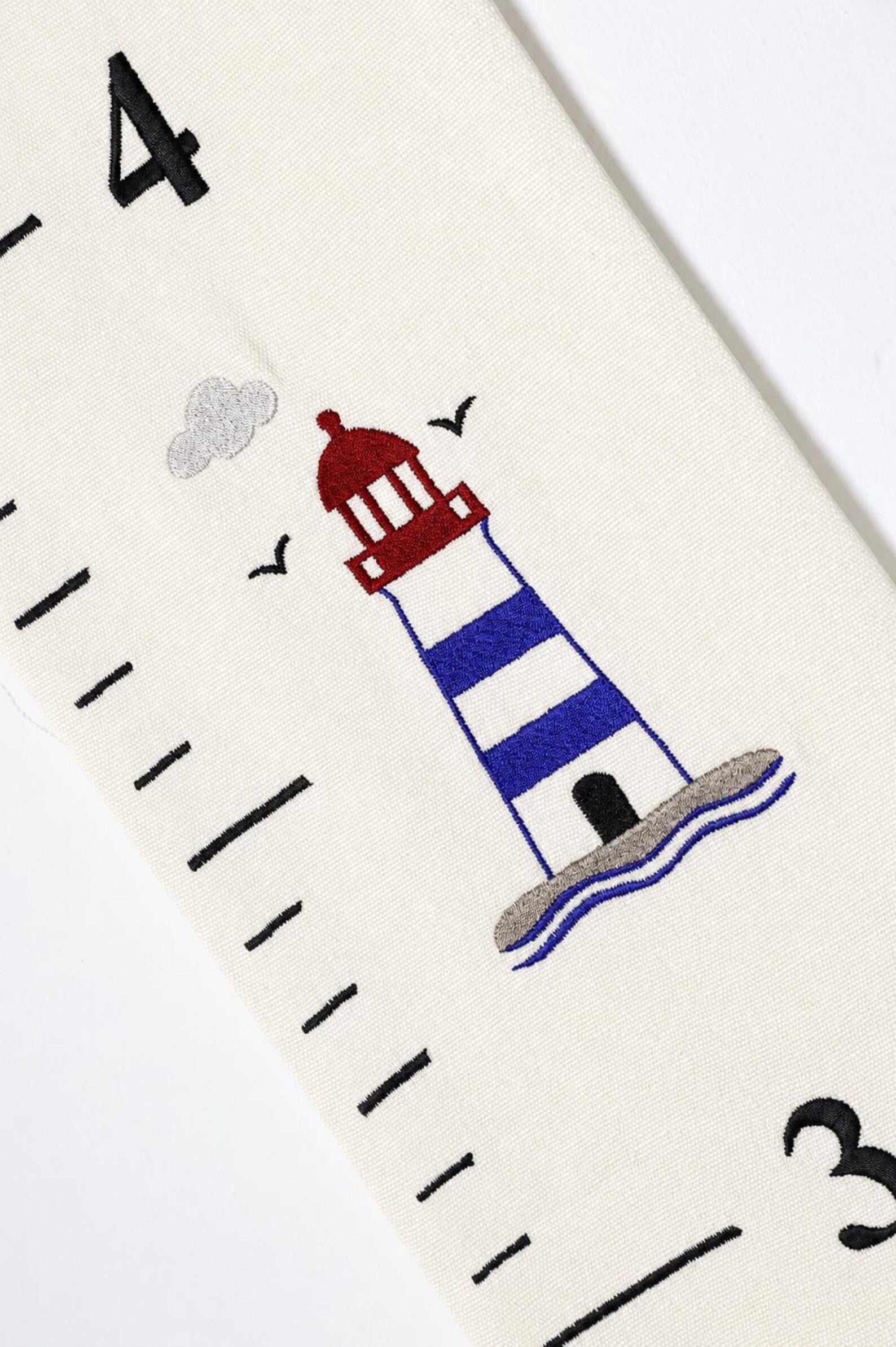 Nautical Growth Chart Personalised | Embroidered Baby Name Height Chart