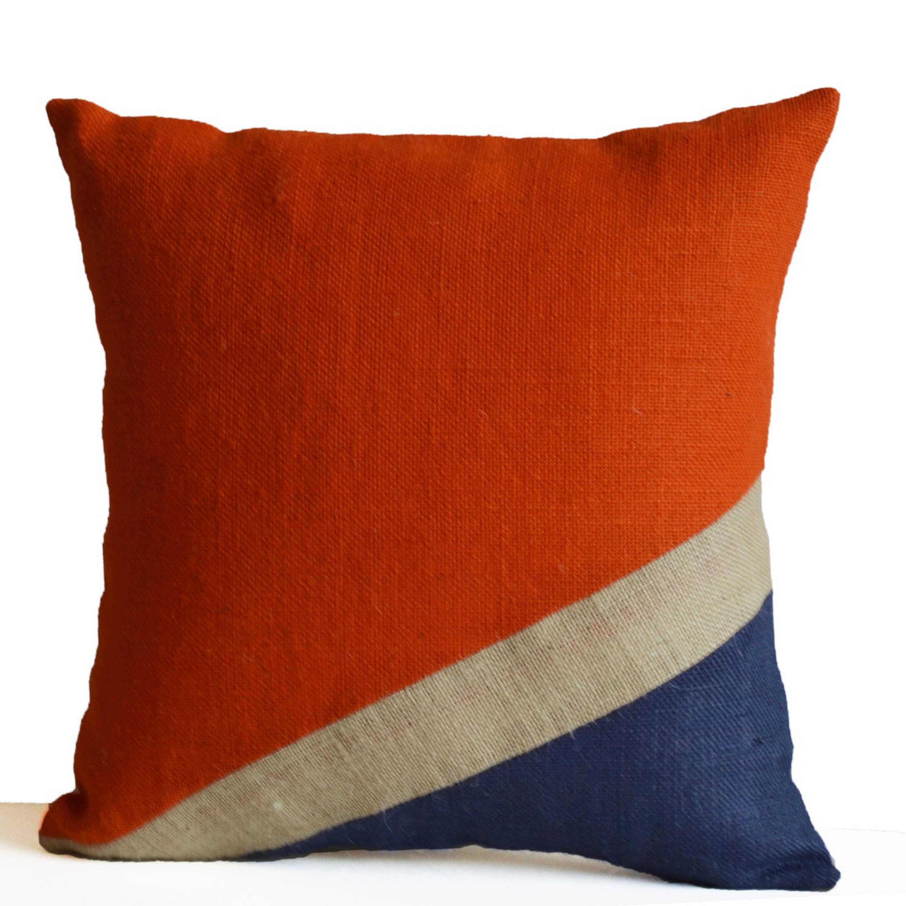 Orange Blue Nautical Pillow Cover