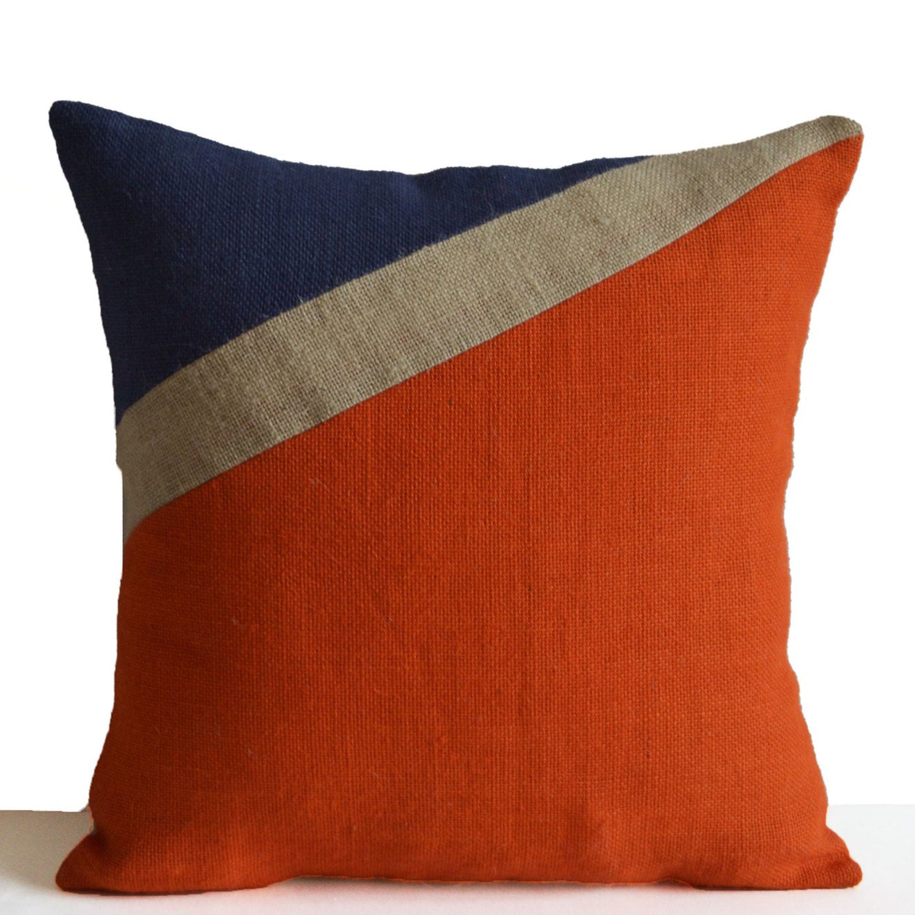 Orange Blue Nautical Pillow Cover