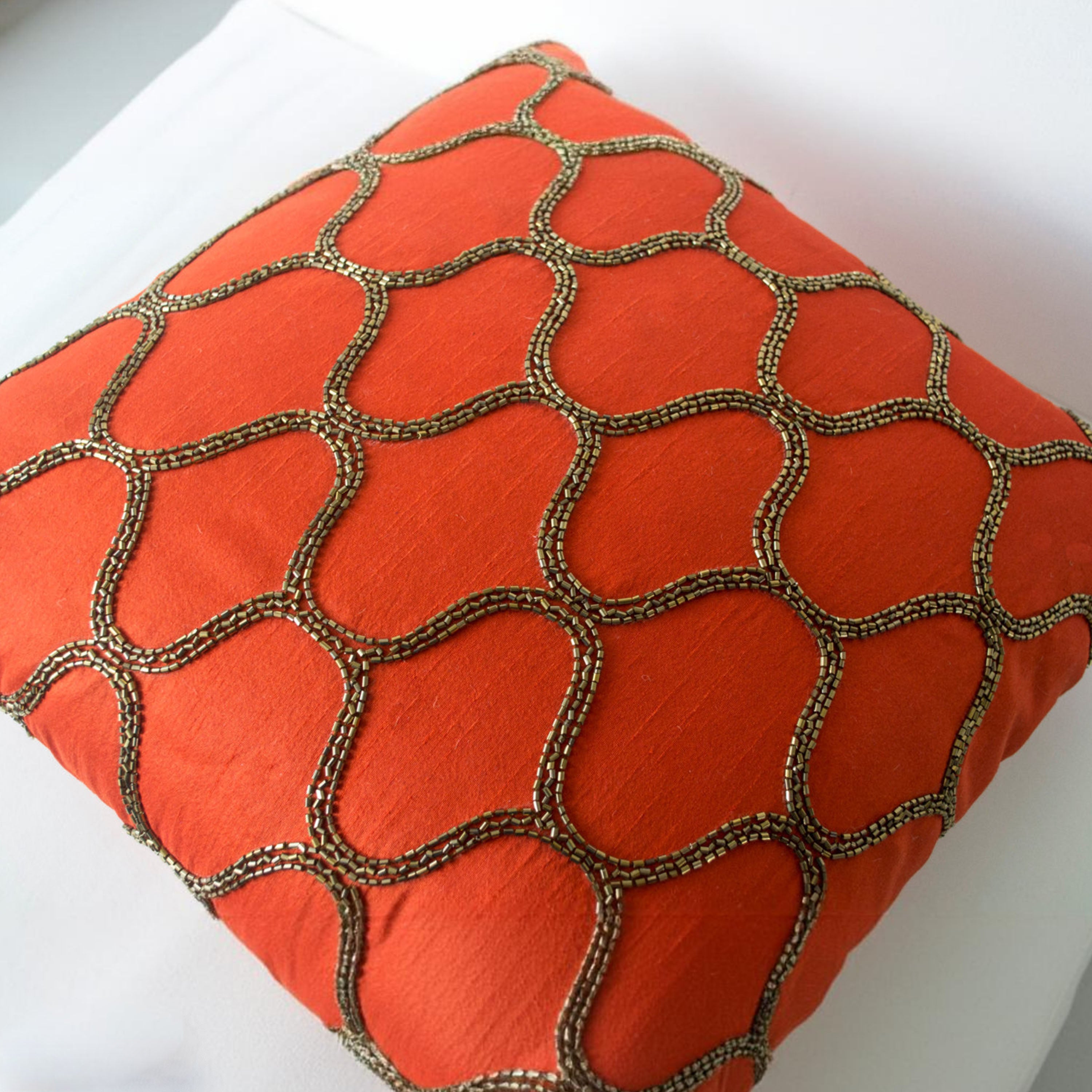 Orange Decorative Pillow -Orange Pillow -Orange Silk Pillow - Orange Brown Gold Pillow Covers -Sequin Pillows -18x18 -Gift -Autumn Decor