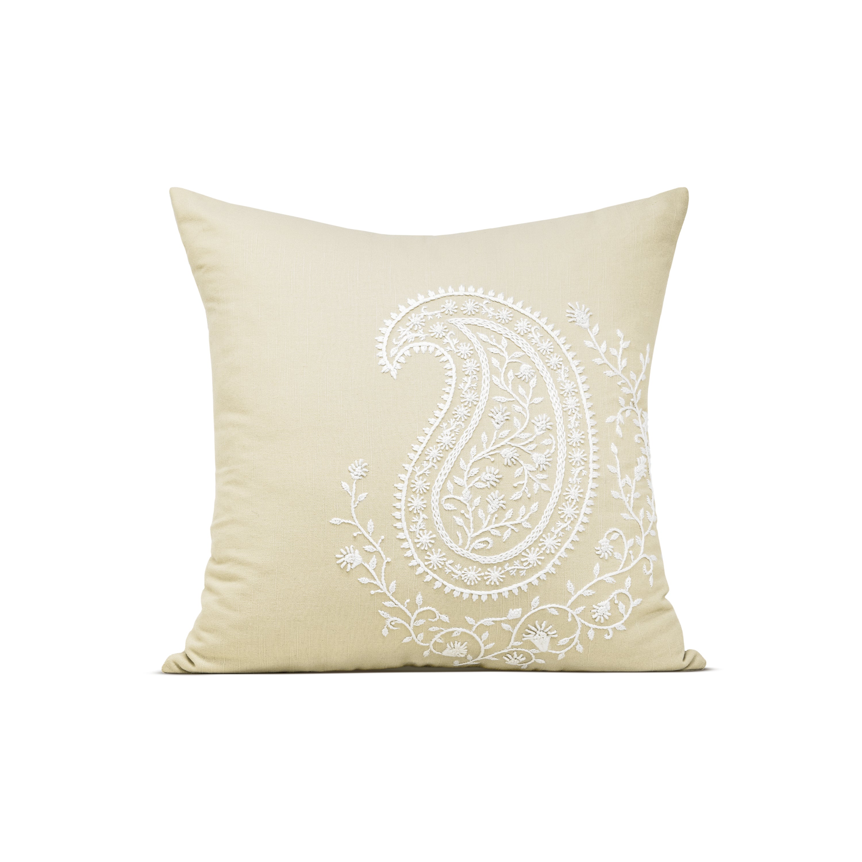 Paisley Embroidered Throw Pillow