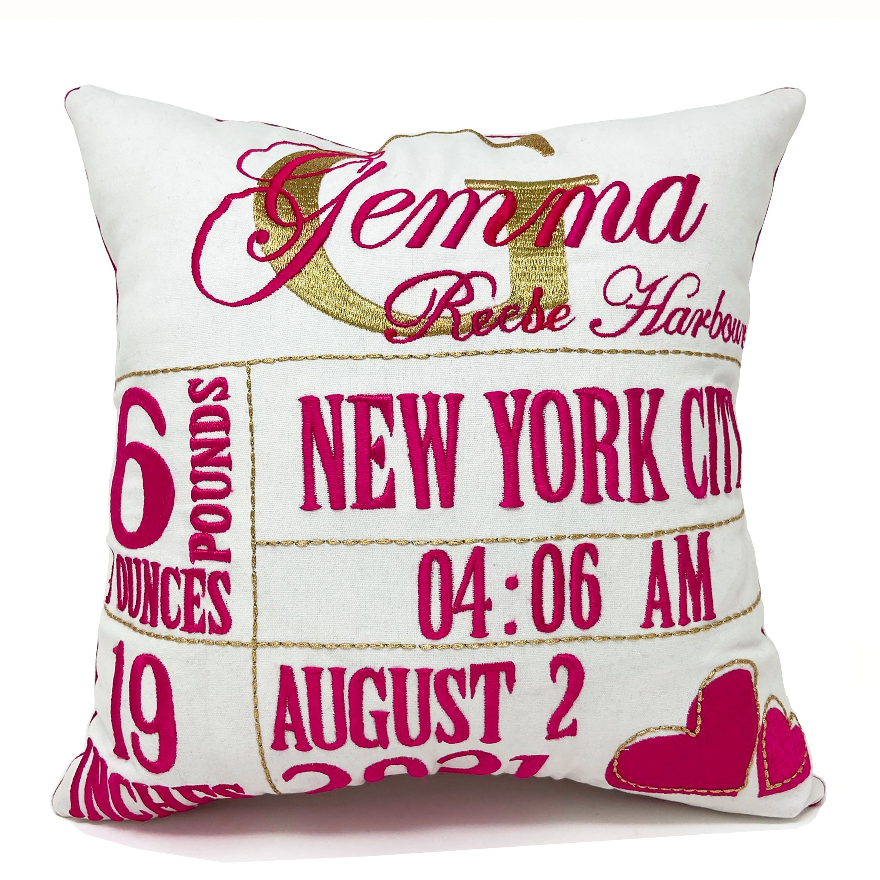 Personalized Baby Stats Pillow Cover