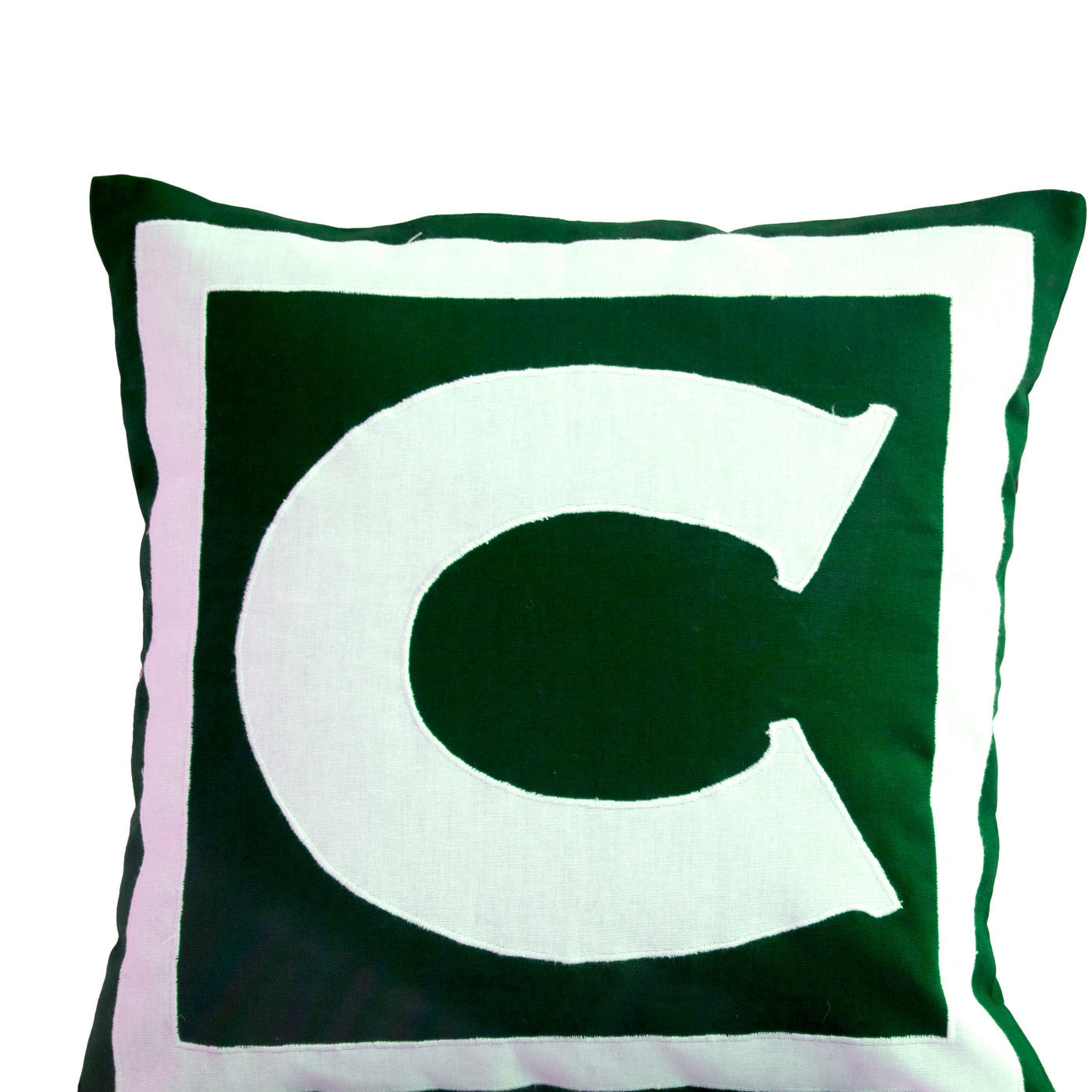 Personalized Monogram Green Pillow- Big letter pillow cover - Alphabet throw pillow- Customized cushion- Cotton pillow- Sofa pillow- 16x16