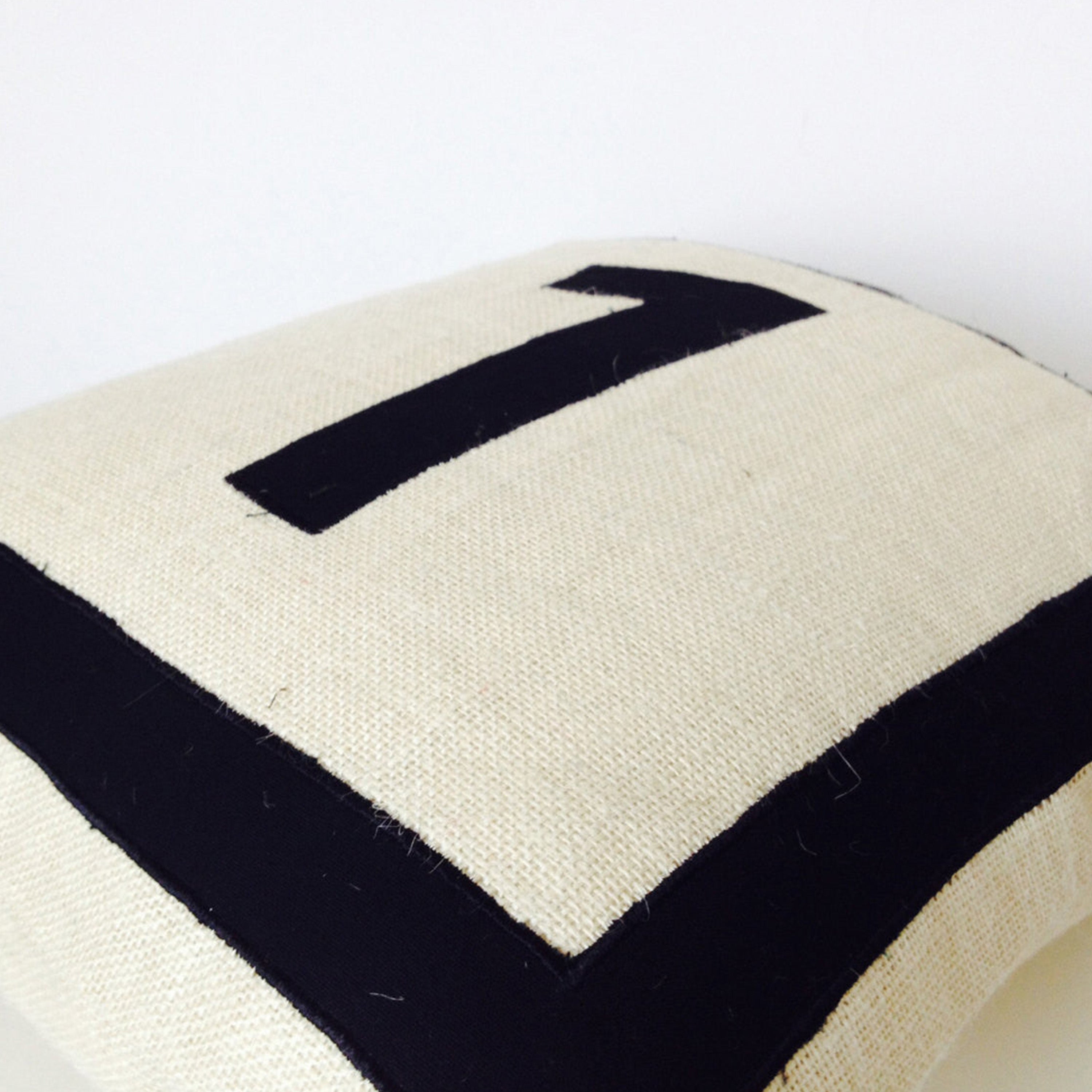 Personalized Monogram throw pillow- Burlap pillows- Black monogram cushion -applique -initial pillow -Decorative pillow covers- 16x16 pillow