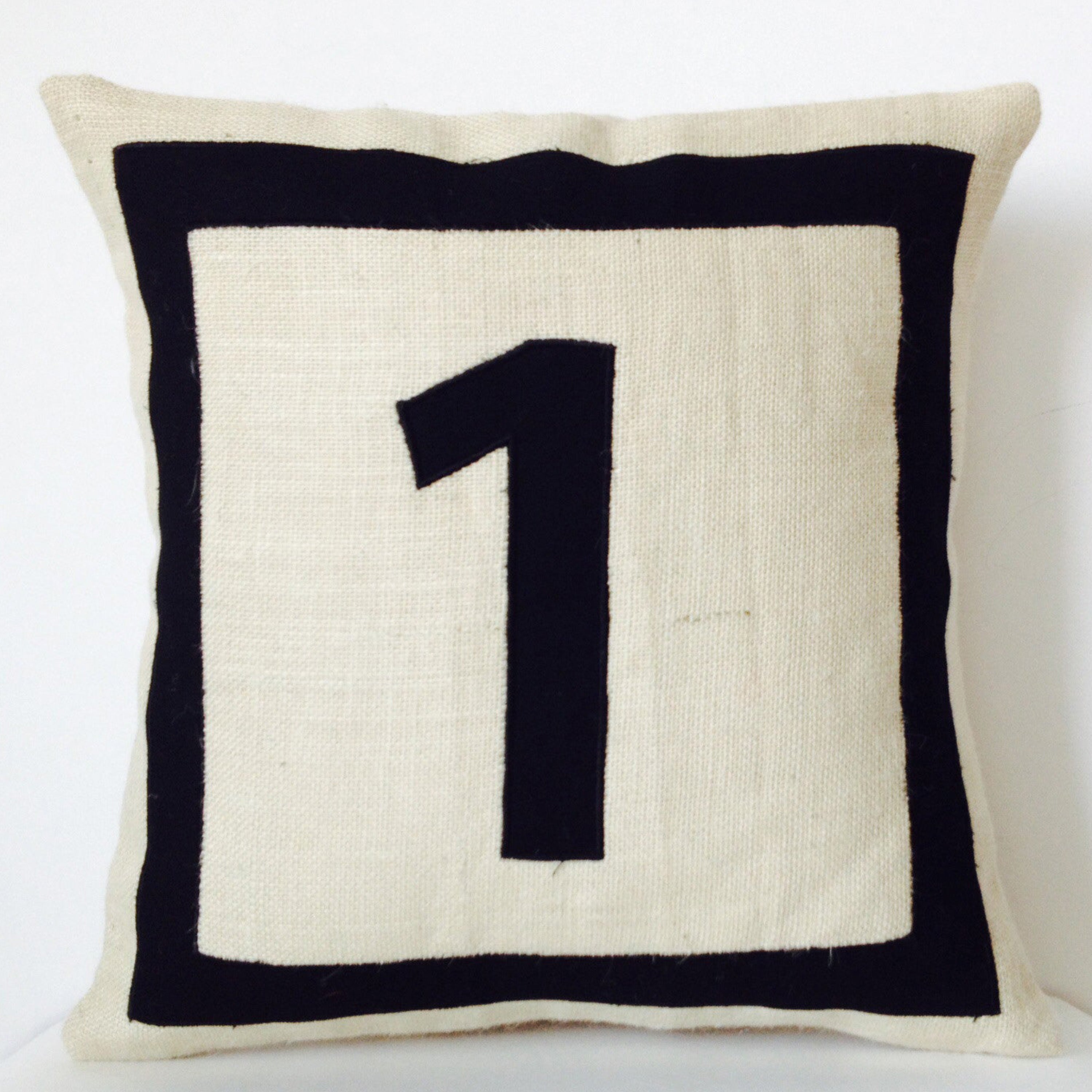 Personalized Monogram throw pillow- Burlap pillows- Black monogram cushion -applique -initial pillow -Decorative pillow covers- 16x16 pillow
