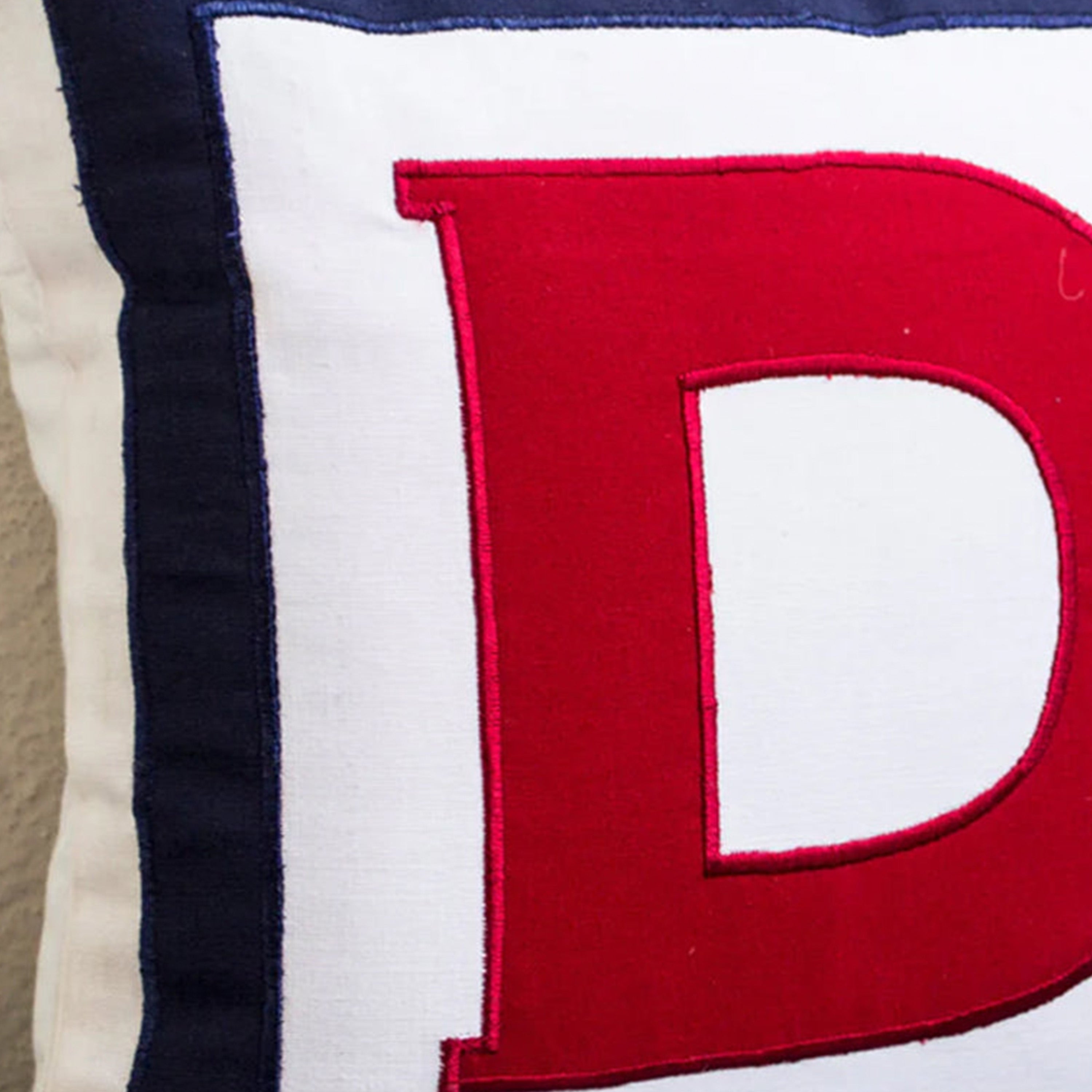 Personalized White, Red, Navy Blue Pillow - Big letter pillow