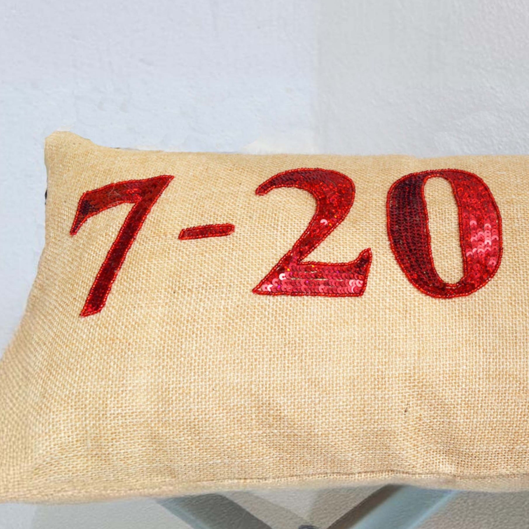 Personalized  date pillows- Burlap pillows- Decorative throw pillows with monogrammed date to remember - Red sequin pillow - lumbar pillow