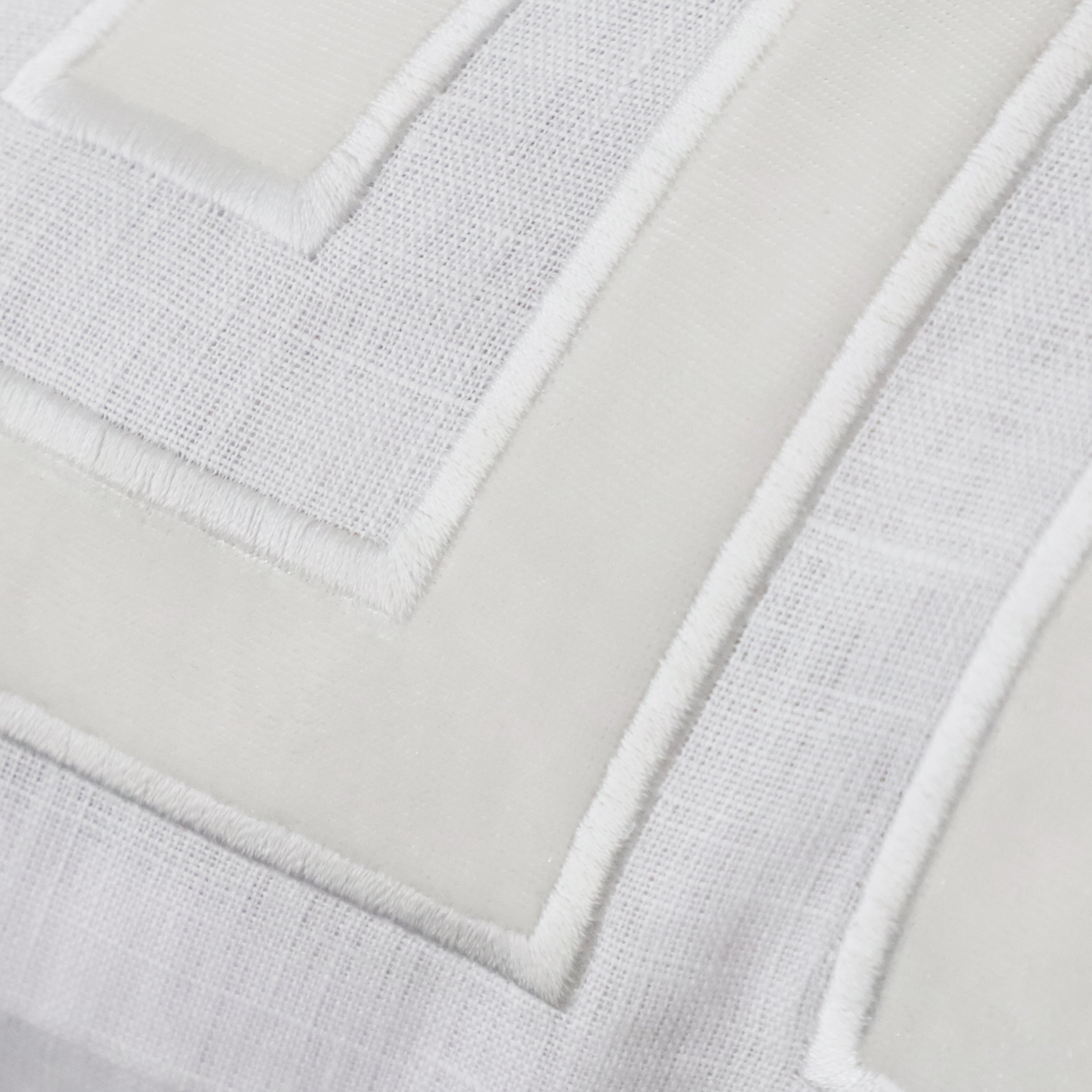 White Greek Key Linen Pillow Cover, Appliqué Pillow Case