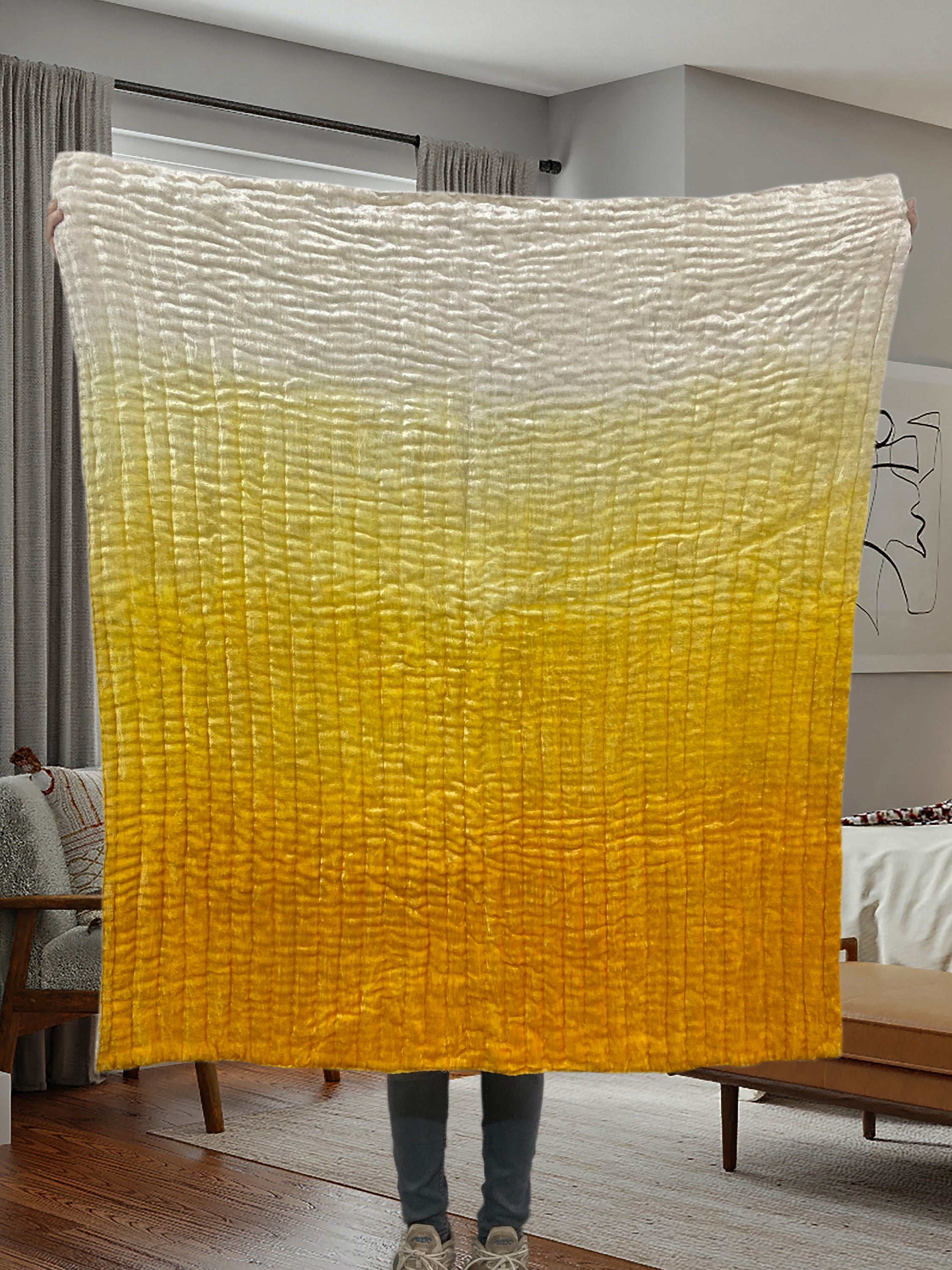 Beige Velvet Ombré Quilt