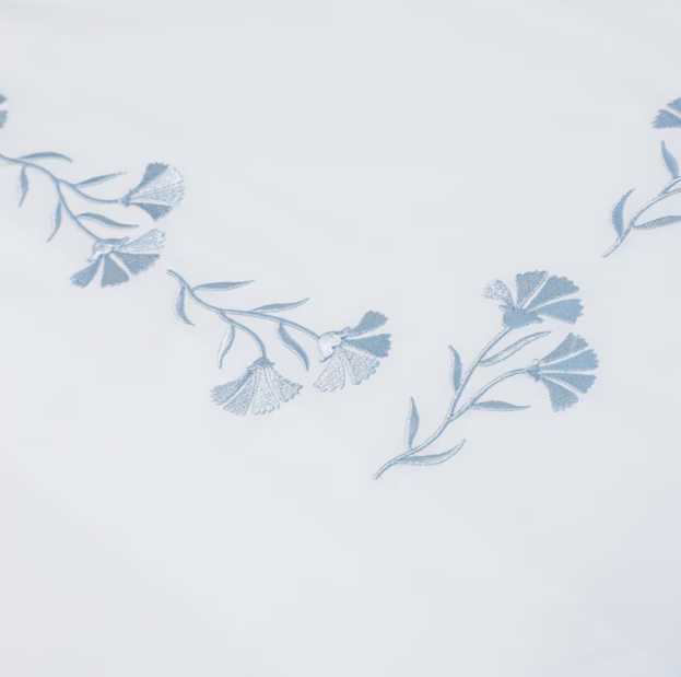 White Floral Embroidered Cotton Duvet Set