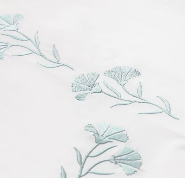 White Floral Embroidered Cotton Duvet Set