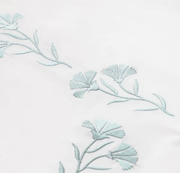White Floral Embroidered Custom Cotton Duvet Set Australia