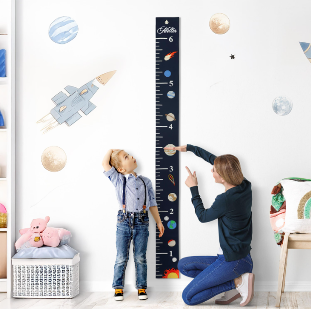 Embroidered Solar System Growth Chart For Kid's Room