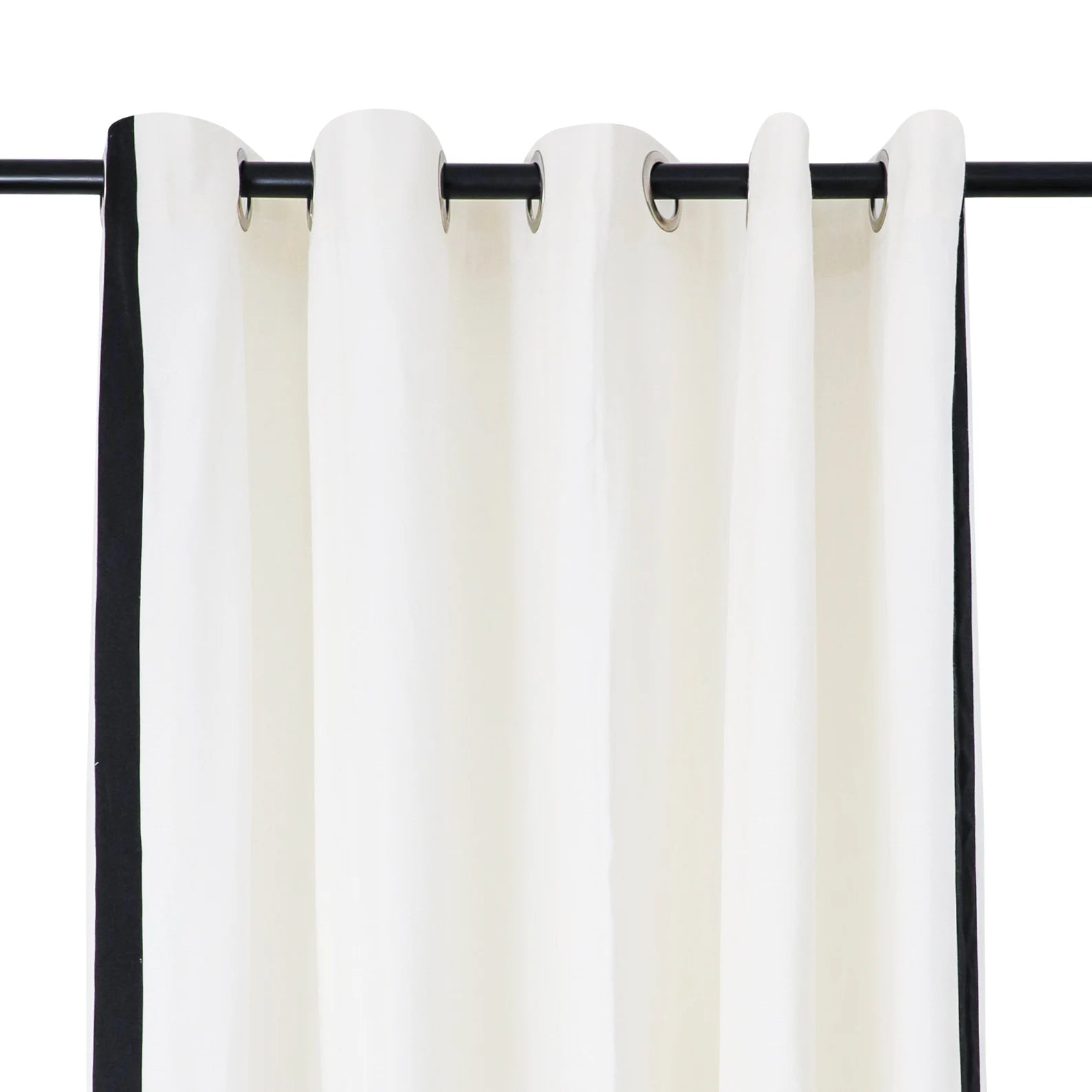 Custom Monogram Shower Curtain Ivory Black Trim | Luxury Bathroom Curtain for Homes, Hotels & Spas
