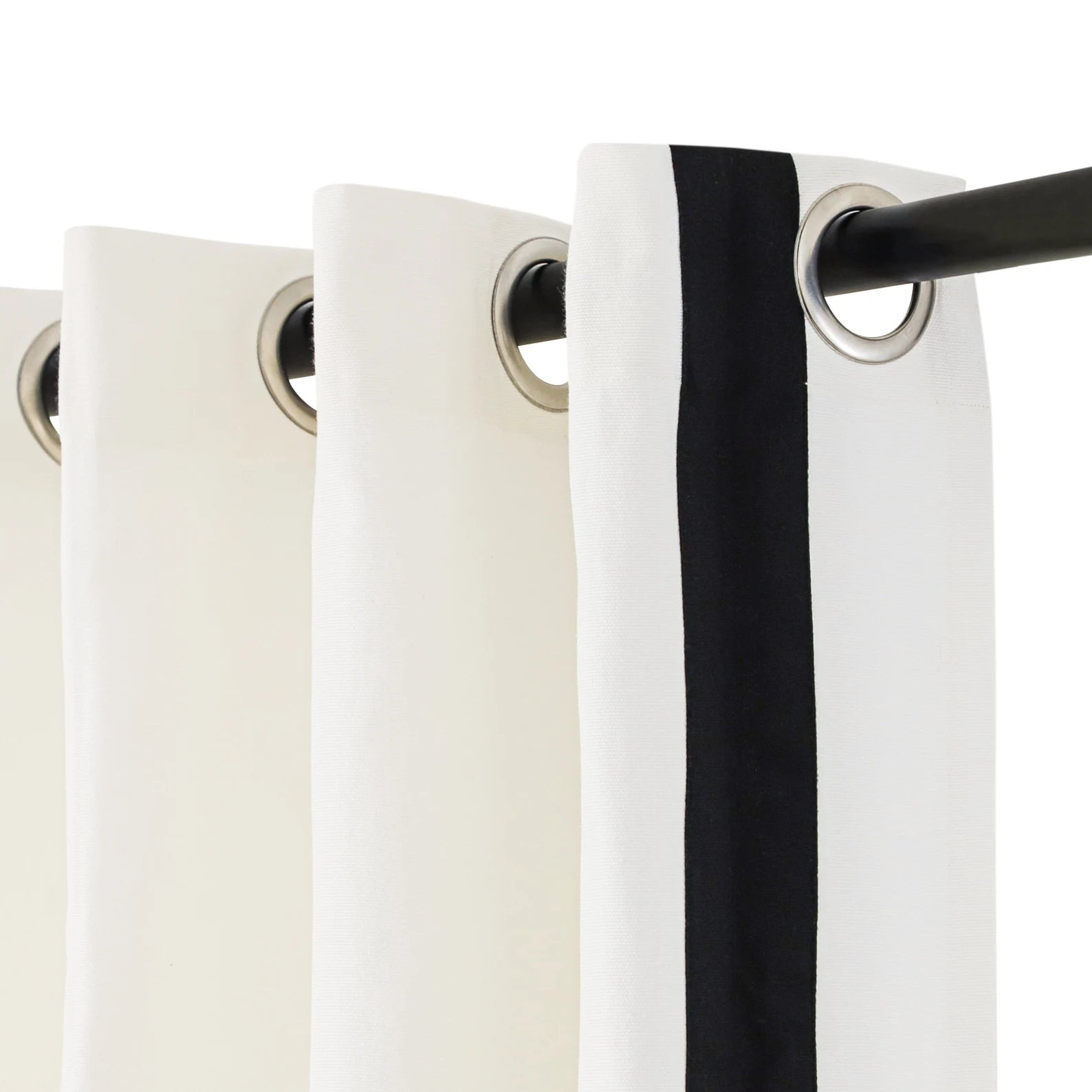 Custom Monogram Shower Curtain Ivory Black Trim | Luxury Bathroom Curtain for Homes, Hotels & Spas