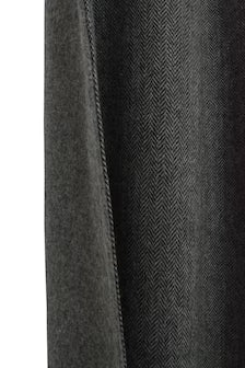 Double Layer Gray Chevron Curtain with Genuine Leather Tabs and Snap Buttons