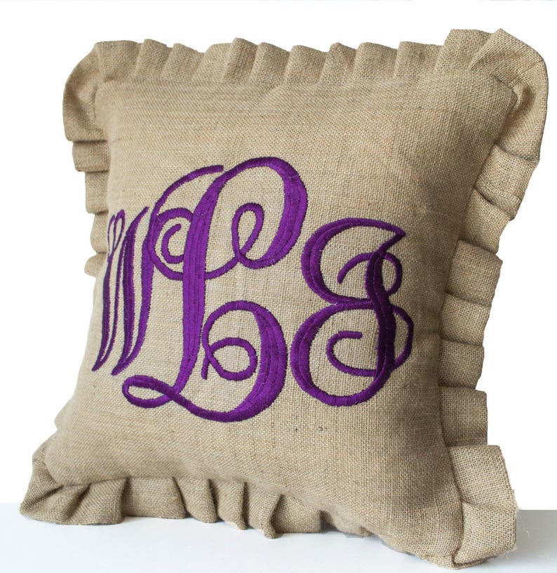 Ruffle Edge Monogram Pillow