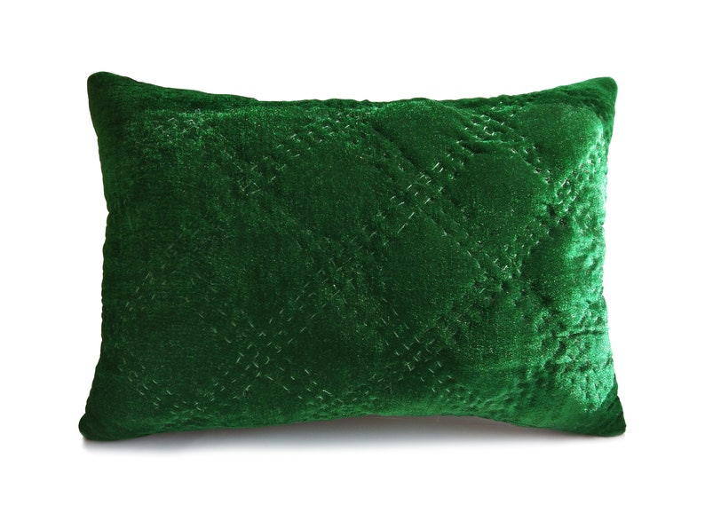 Double Diamond Pick Stitch Velvet Pillow Cover