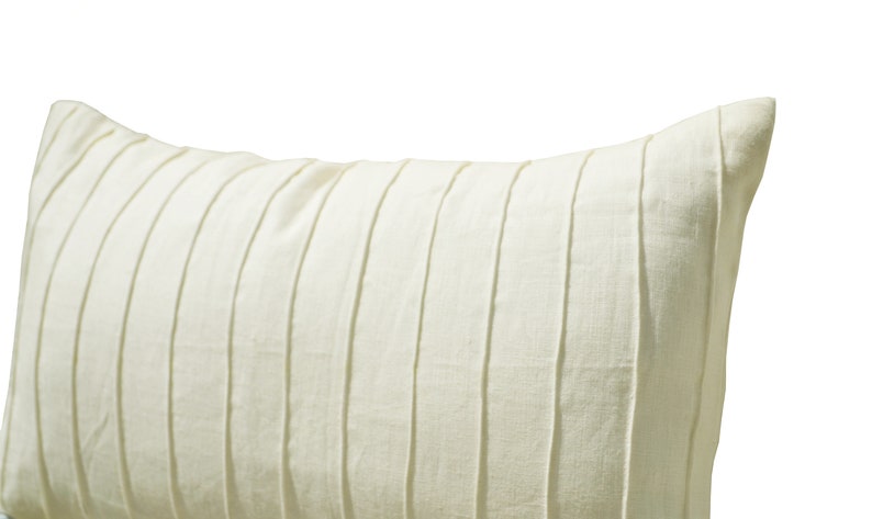 Ivory Linen Pleated Textured Pillow Cover