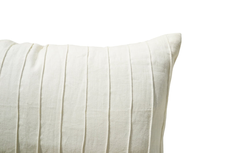 Ivory Linen Pleated Textured Pillow Cover