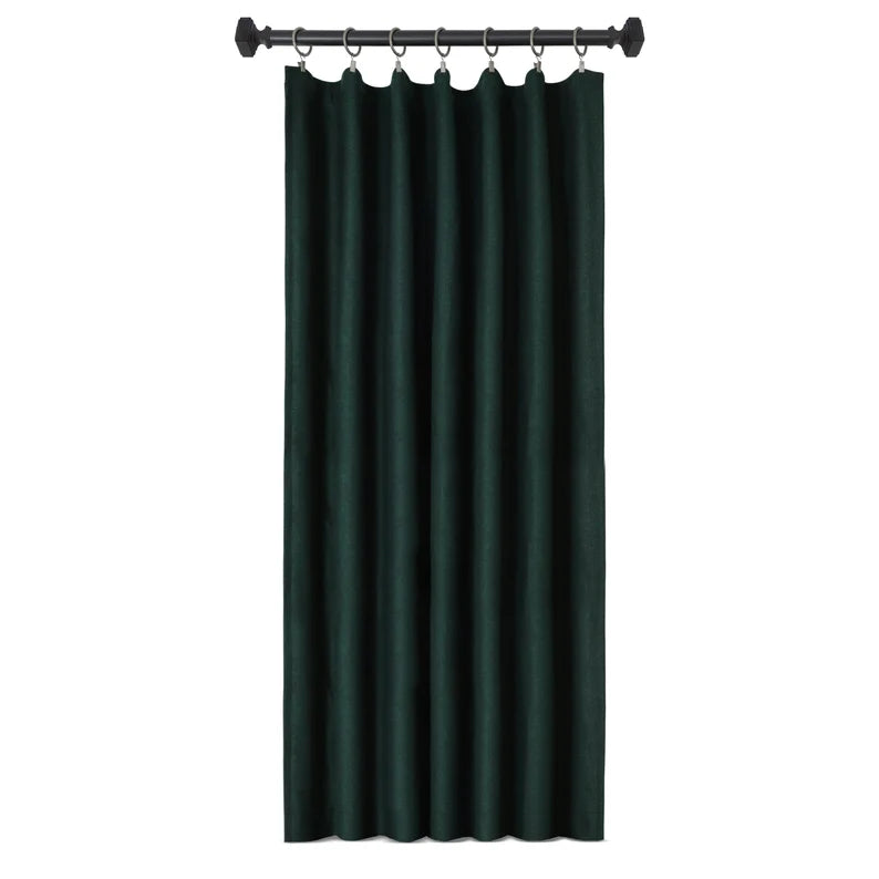 Thermal Insulated Wool Curtains - Dark Green Herringbone Custom Drapes