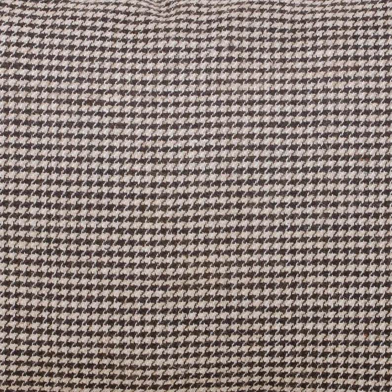 Brown Beige Houndstooth Pillow Cover with Leather Trim