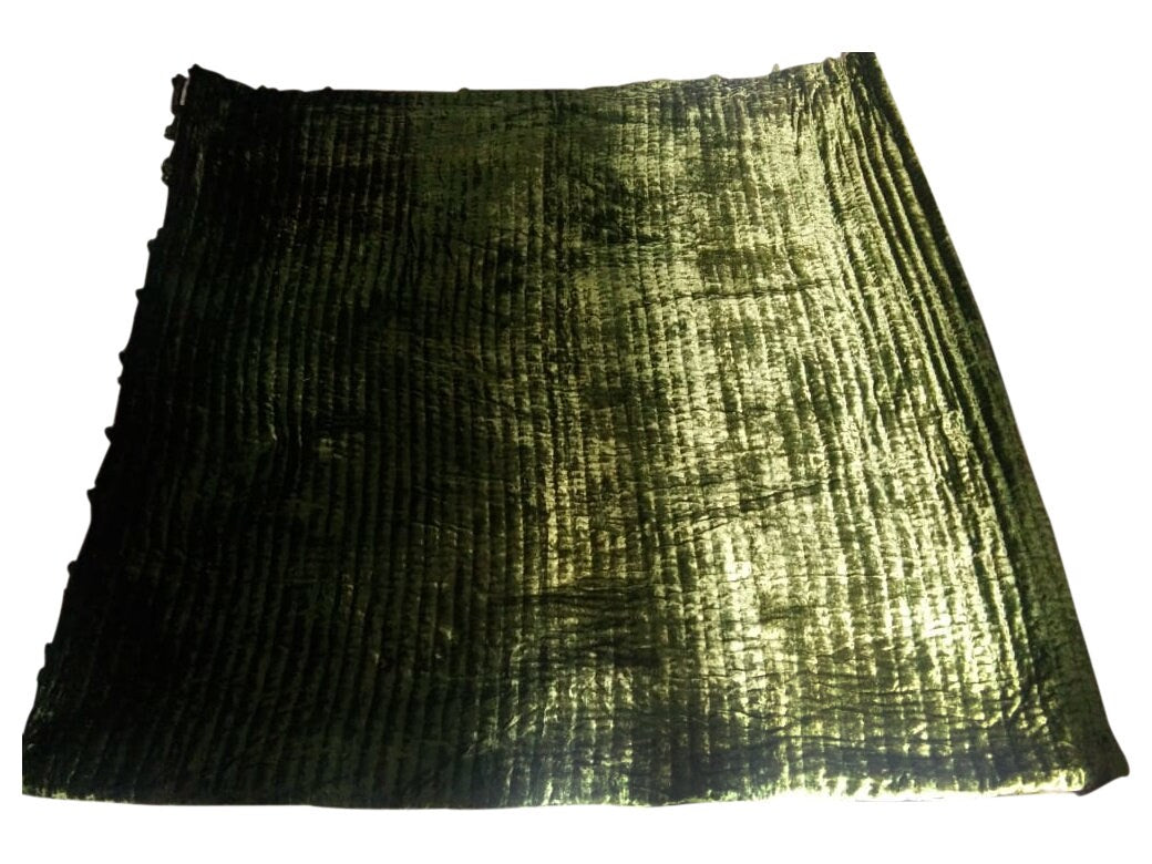 Olive Green Velvet Quilt – Handmade Queen/Twin Quilt