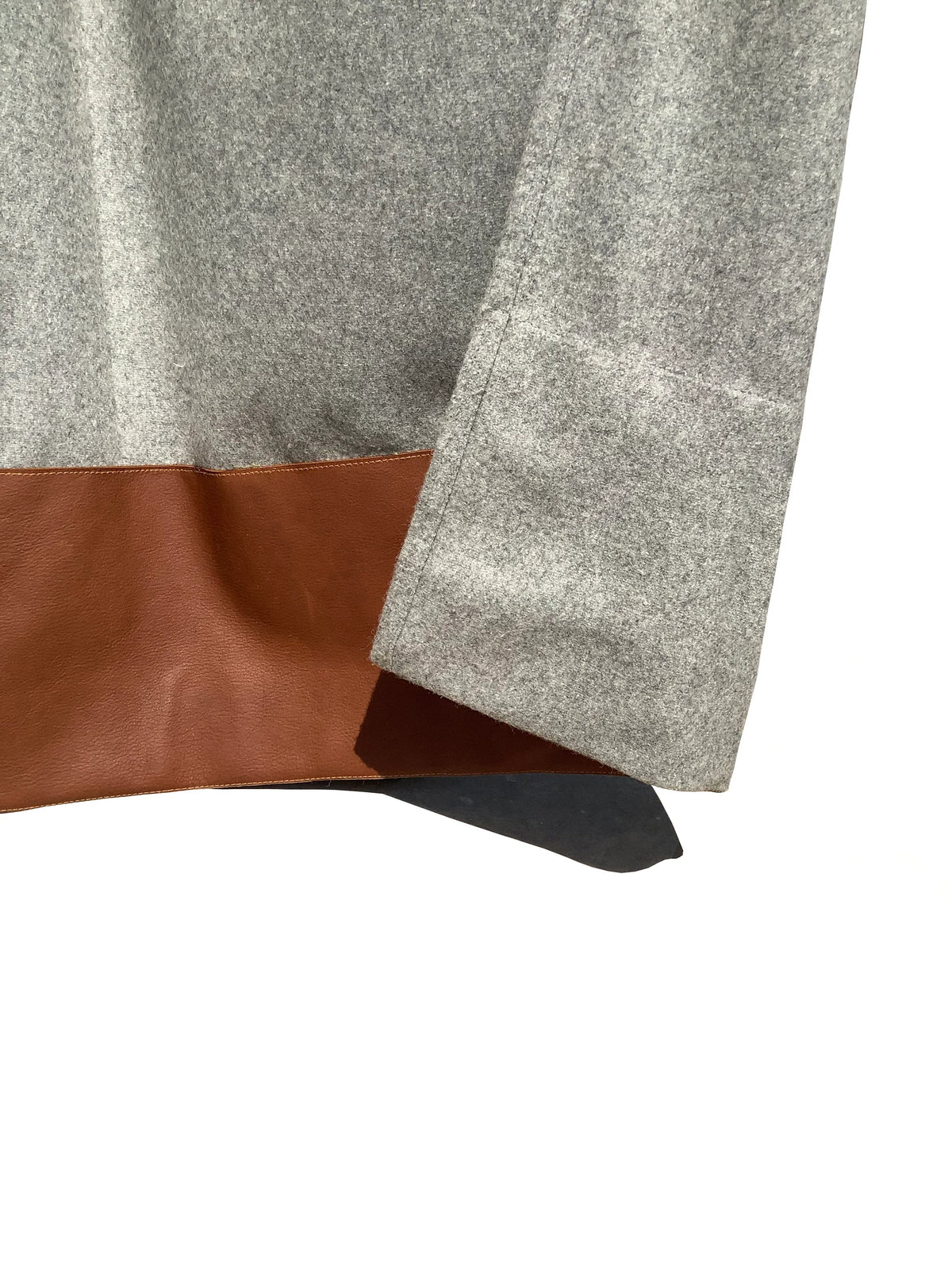 Brown Wool Felt Drape With Leather Trim