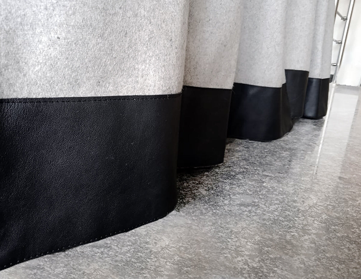 Brown Wool Felt Drape With Leather Trim