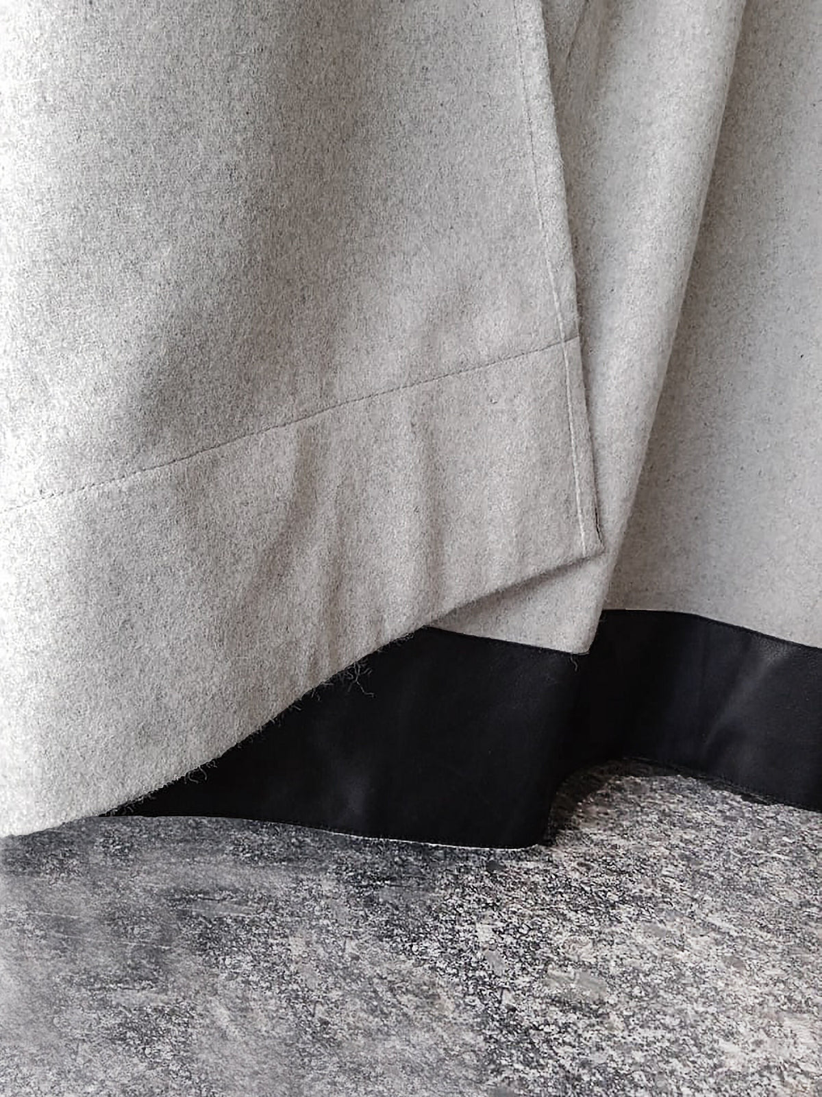 Brown Wool Felt Drape With Leather Trim