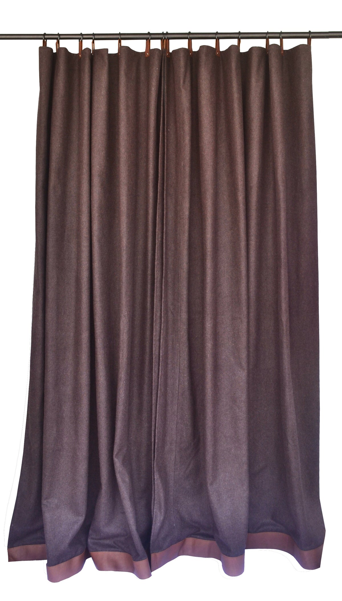 Brown Wool Felt Drape With Leather Trim