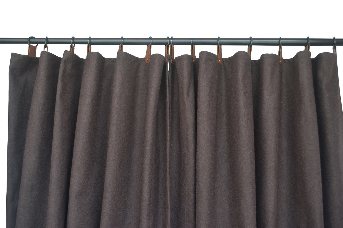 Brown Wool Felt Drape With Leather Trim