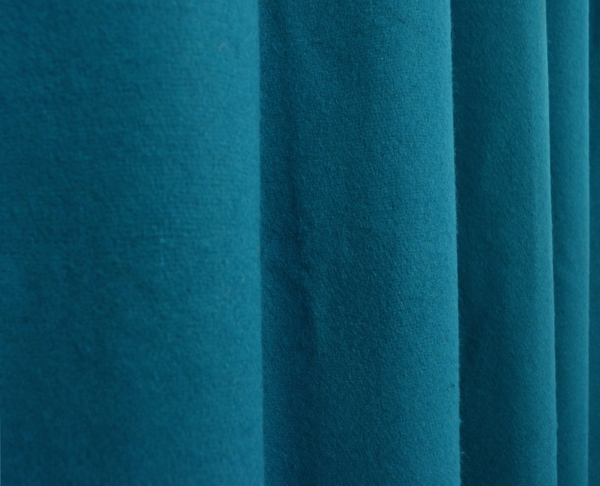 Blue Wool Felt Curtains With Leather Tab And Nickle Rings