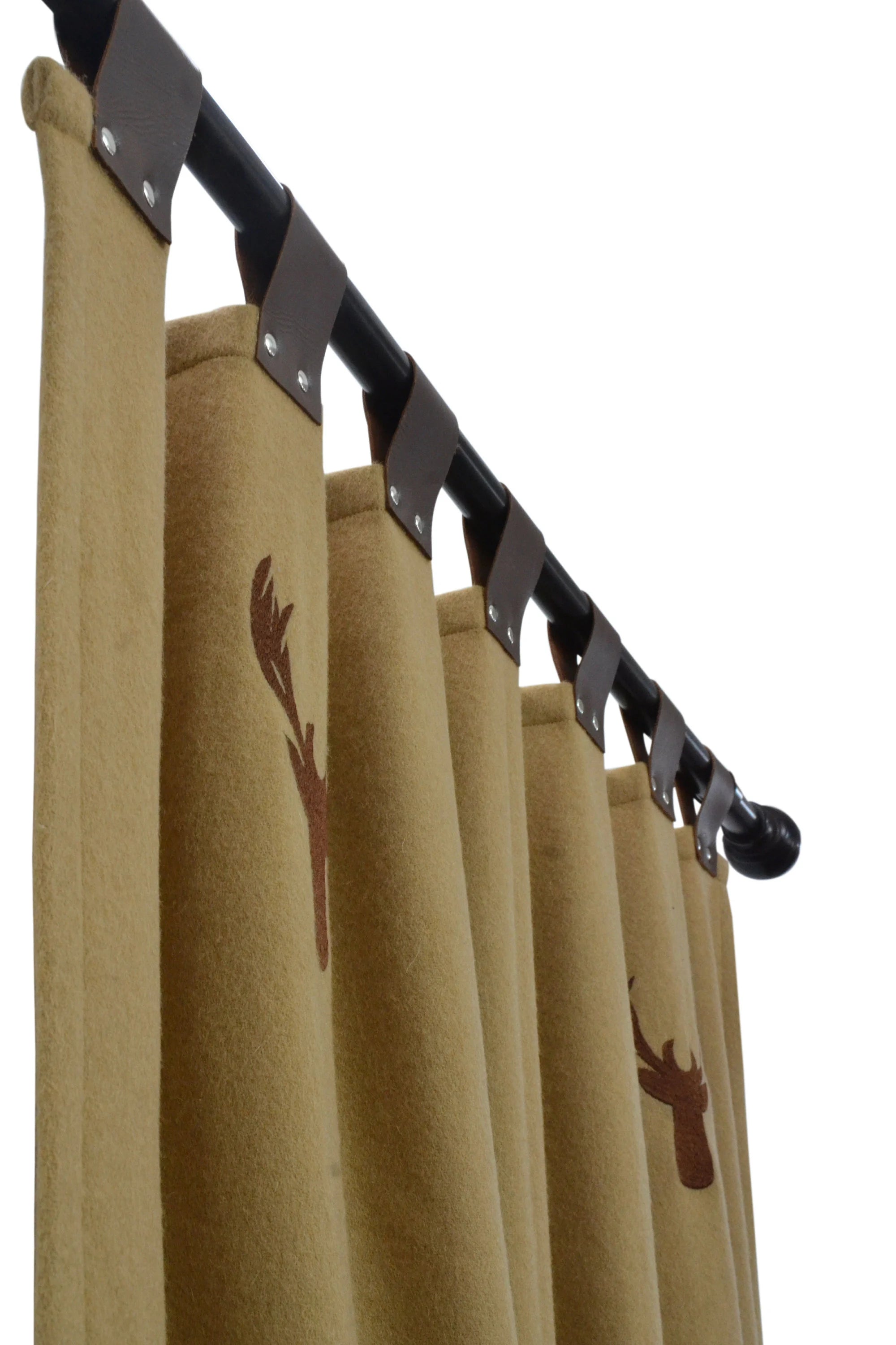 Embroidered Antelope Wool Felt Curtains | Thermal Winter Drapes