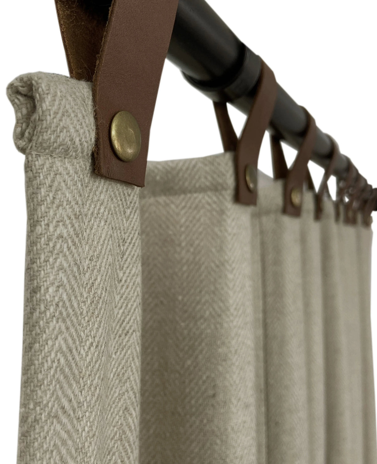 Chevron UV Protection Curtains With Leather Tabs