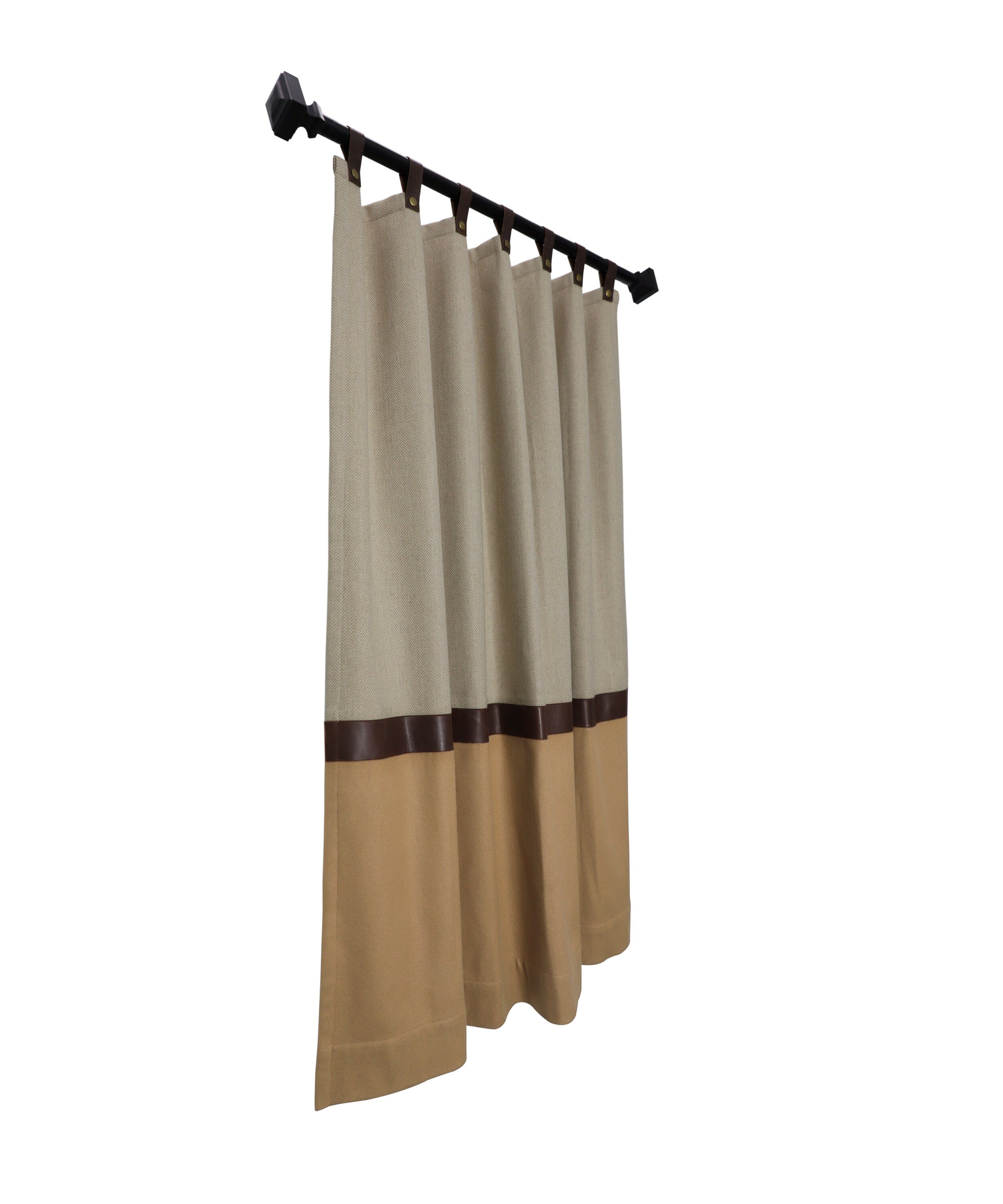 Color Block Wool & Leather Curtains